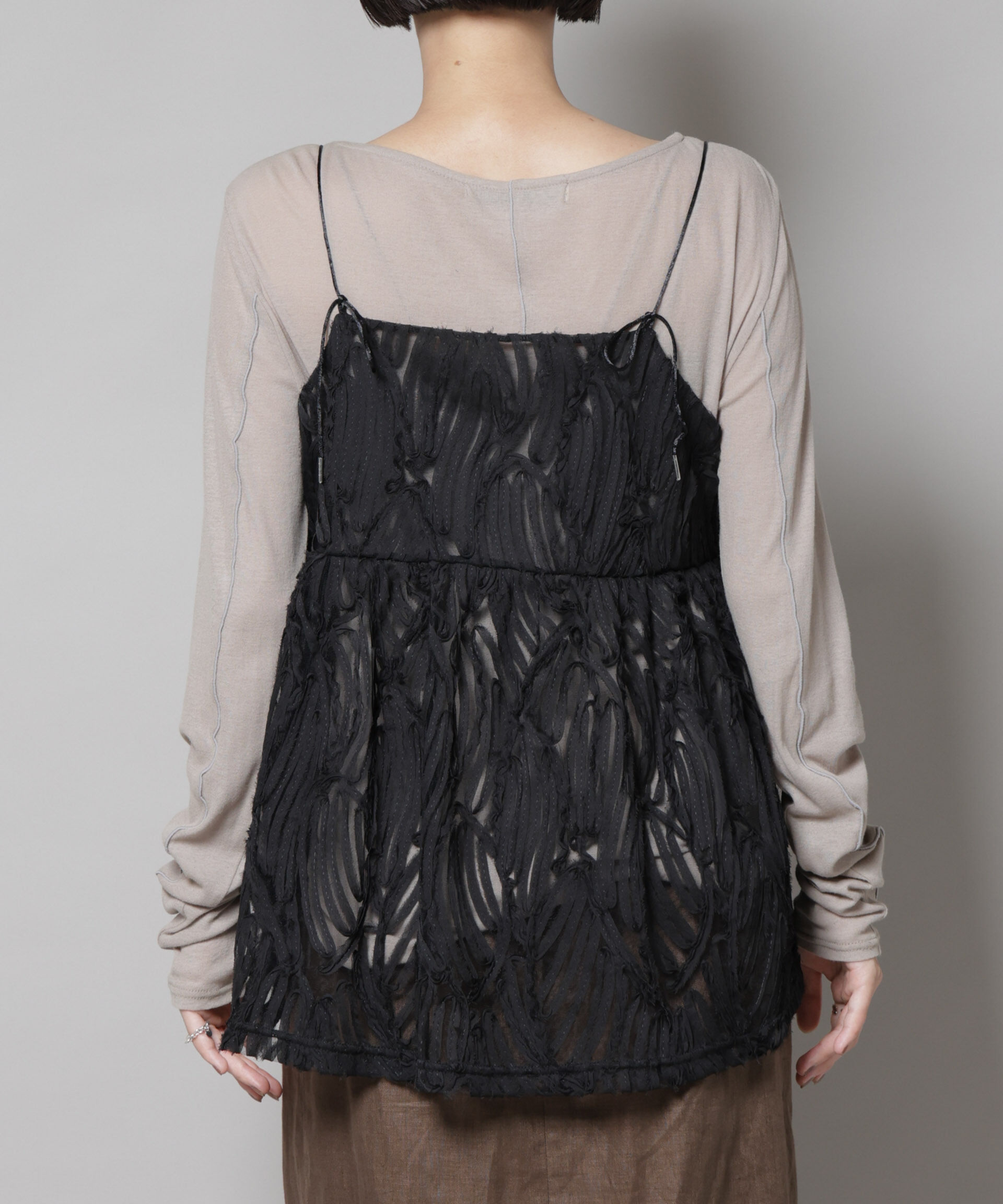 nano･universe「テープ刺繍チュール前後2wayキャミソールビスチェ(セットアップ可)」|シャツ・ブラウス|