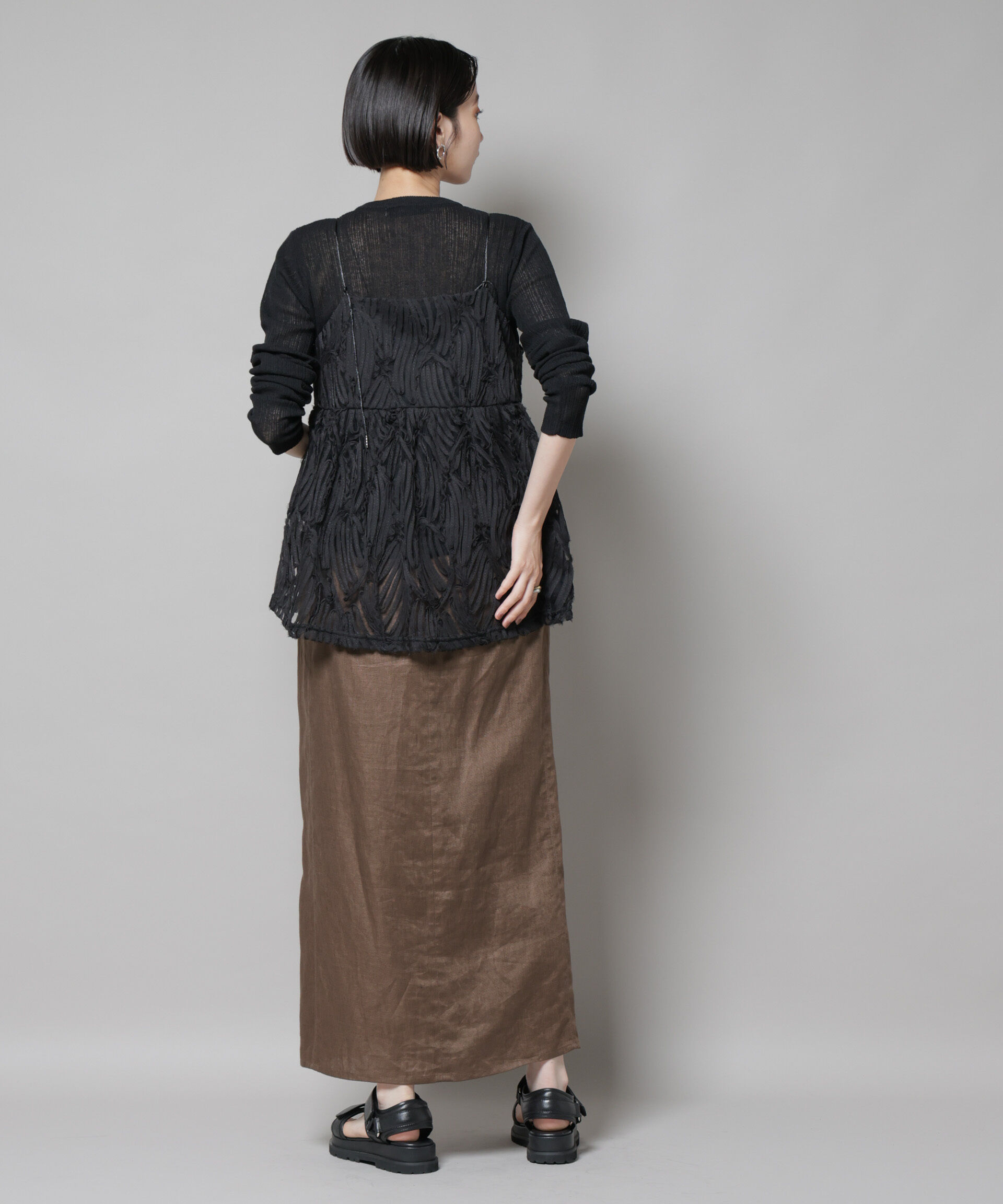 nano･universe「テープ刺繍チュール前後2wayキャミソールビスチェ(セットアップ可)」|シャツ・ブラウス|