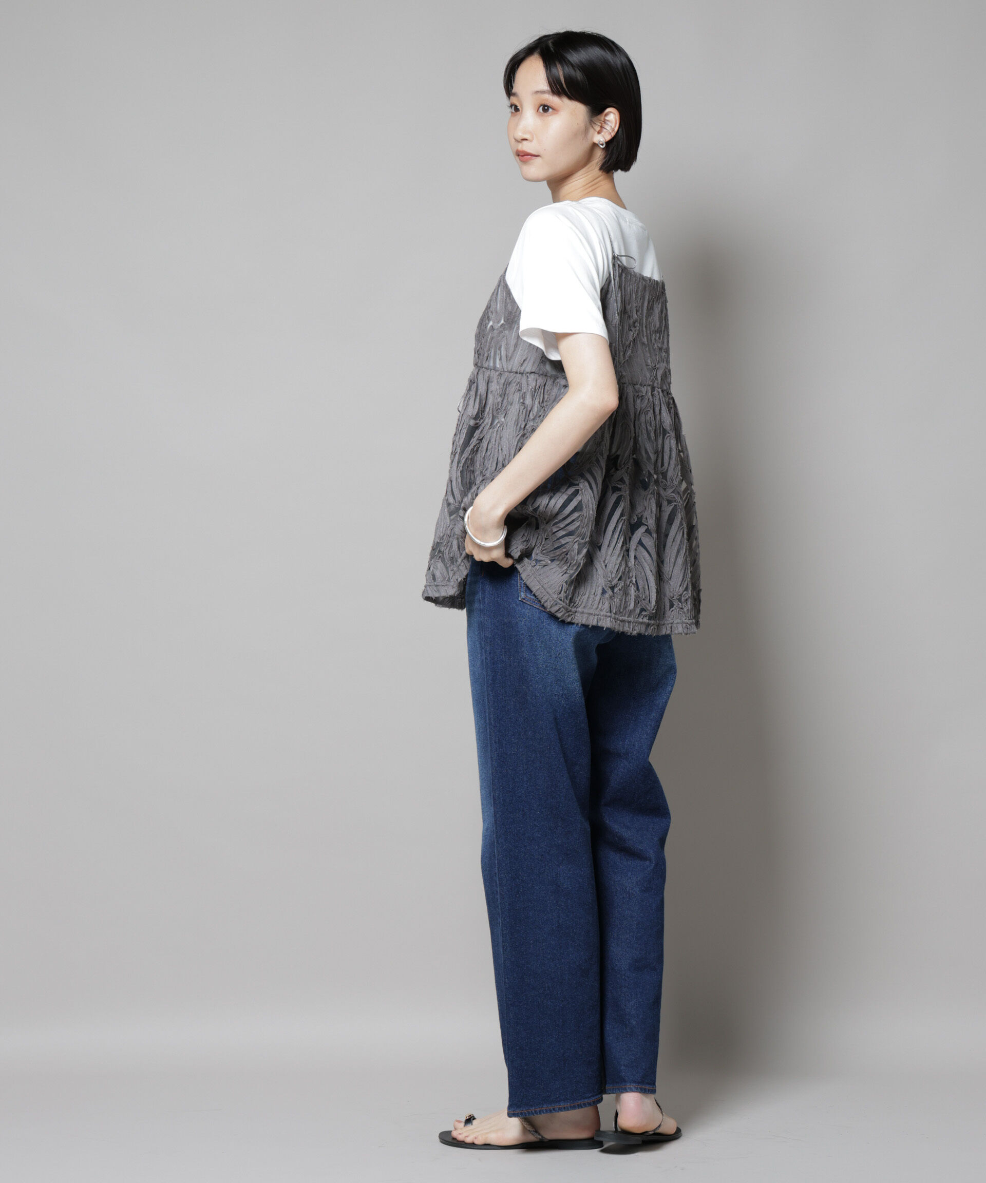 nano･universe「テープ刺繍チュール前後2wayキャミソールビスチェ(セットアップ可)」|シャツ・ブラウス|