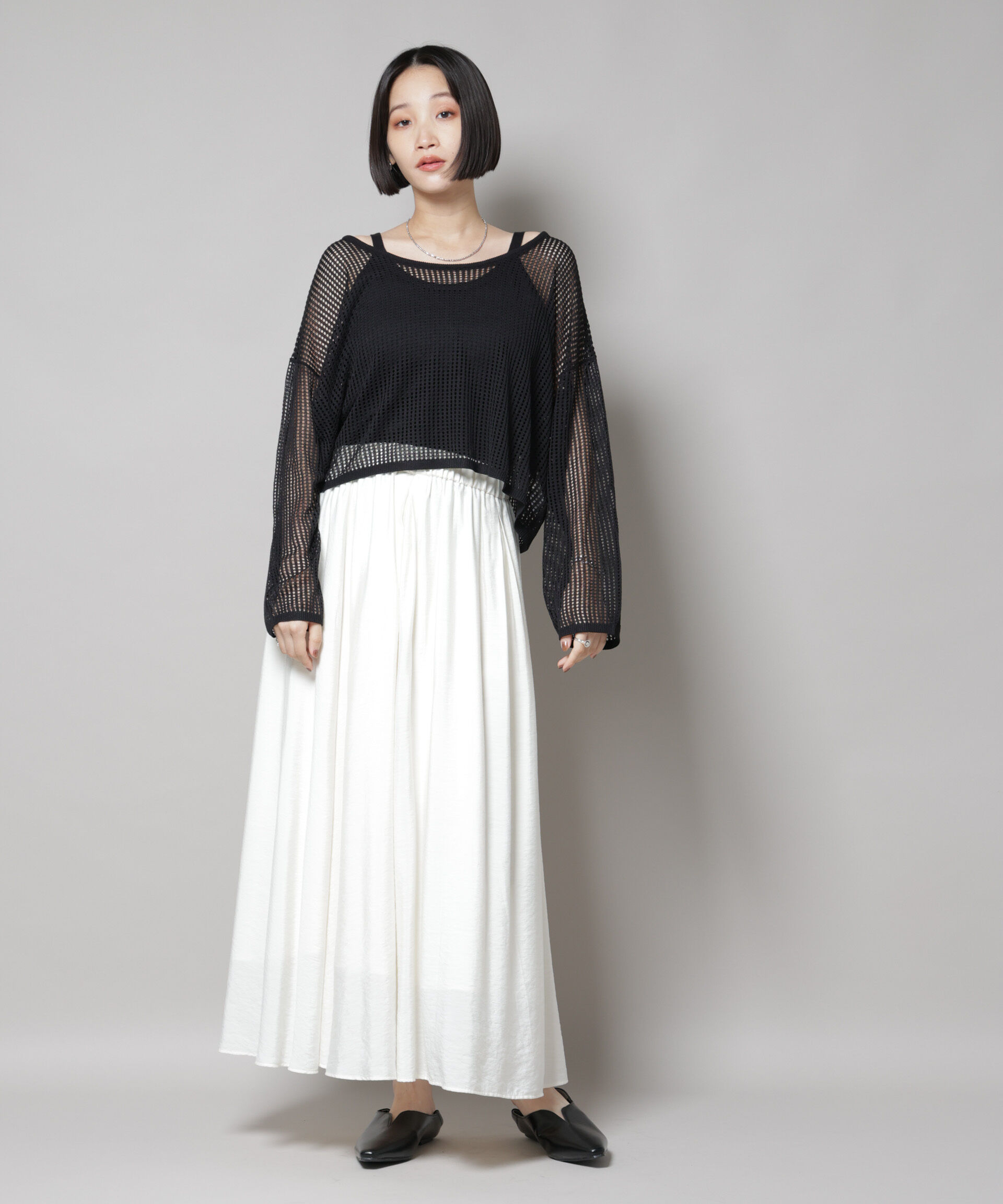 nano･universe「メッシュレイヤードニットアンサンブル」|ニット・セーター|