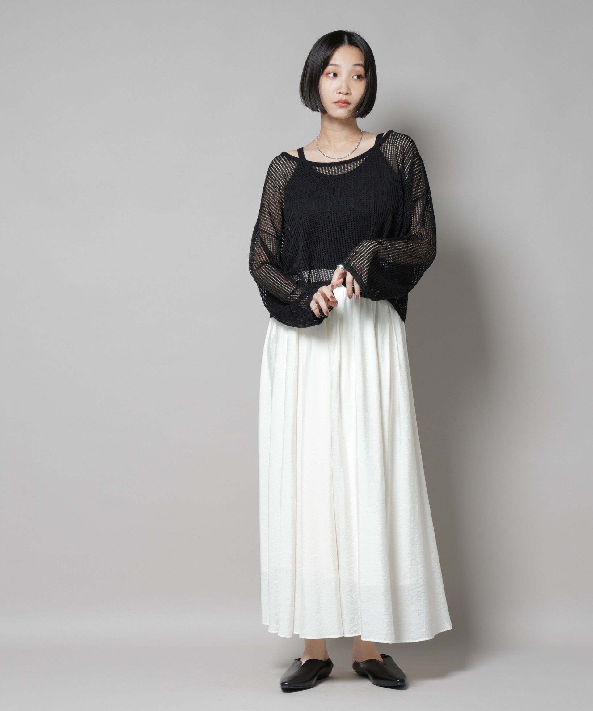 nano･universe「メッシュレイヤードニットアンサンブル」|ニット・セーター|