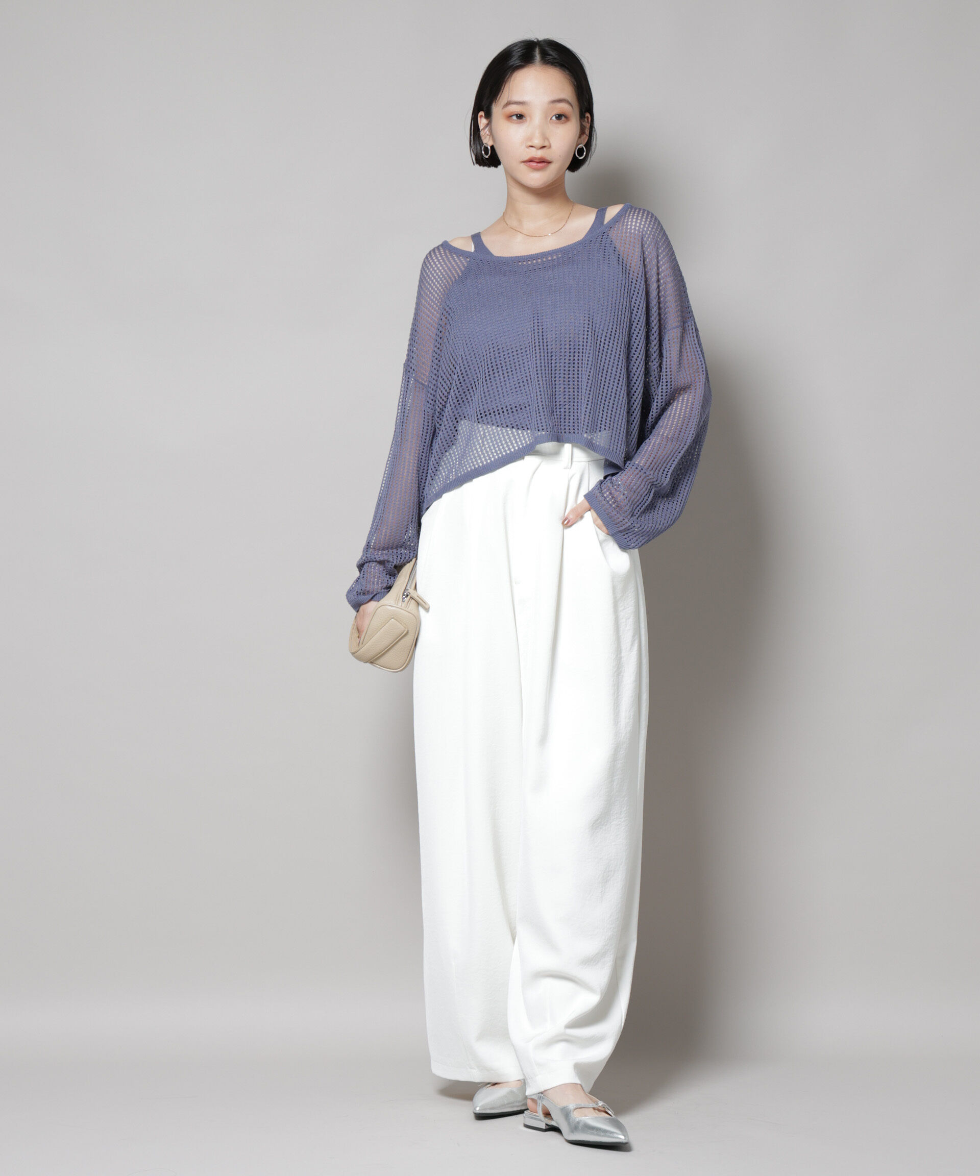 nano･universe「メッシュレイヤードニットアンサンブル」|ニット・セーター|