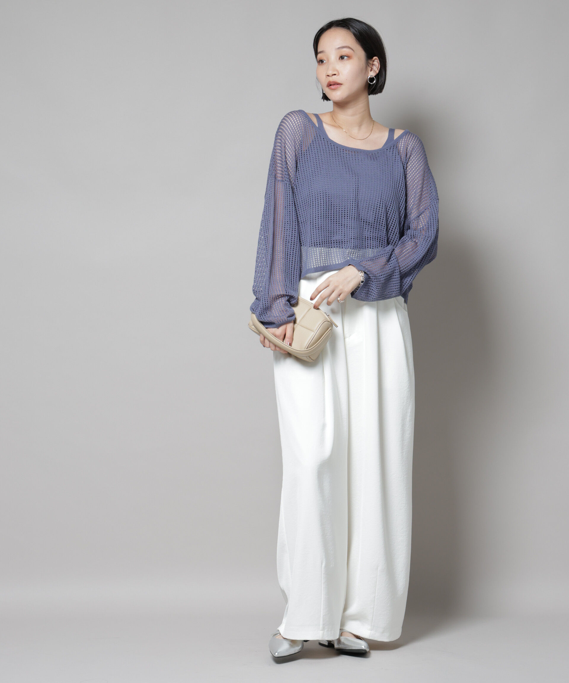 nano･universe「メッシュレイヤードニットアンサンブル」|ニット・セーター|