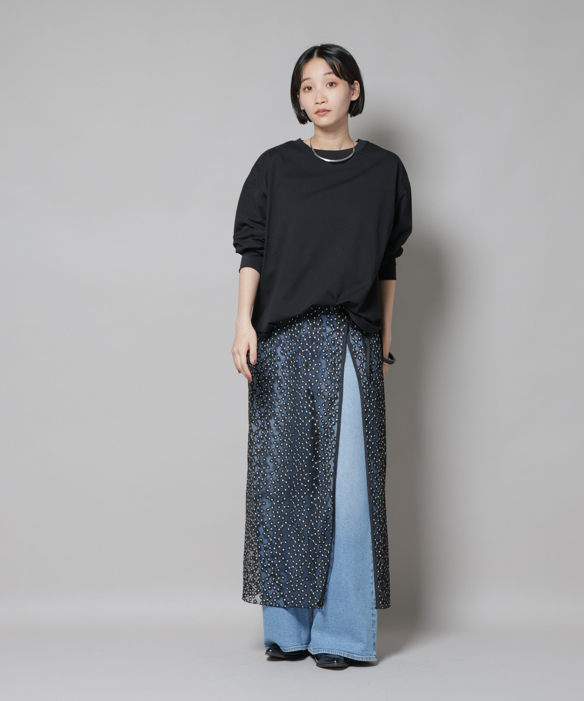 nano･universe「CVCプレーティング天竺ラウンドヘムカットトップス」|Tシャツ・カットソー|