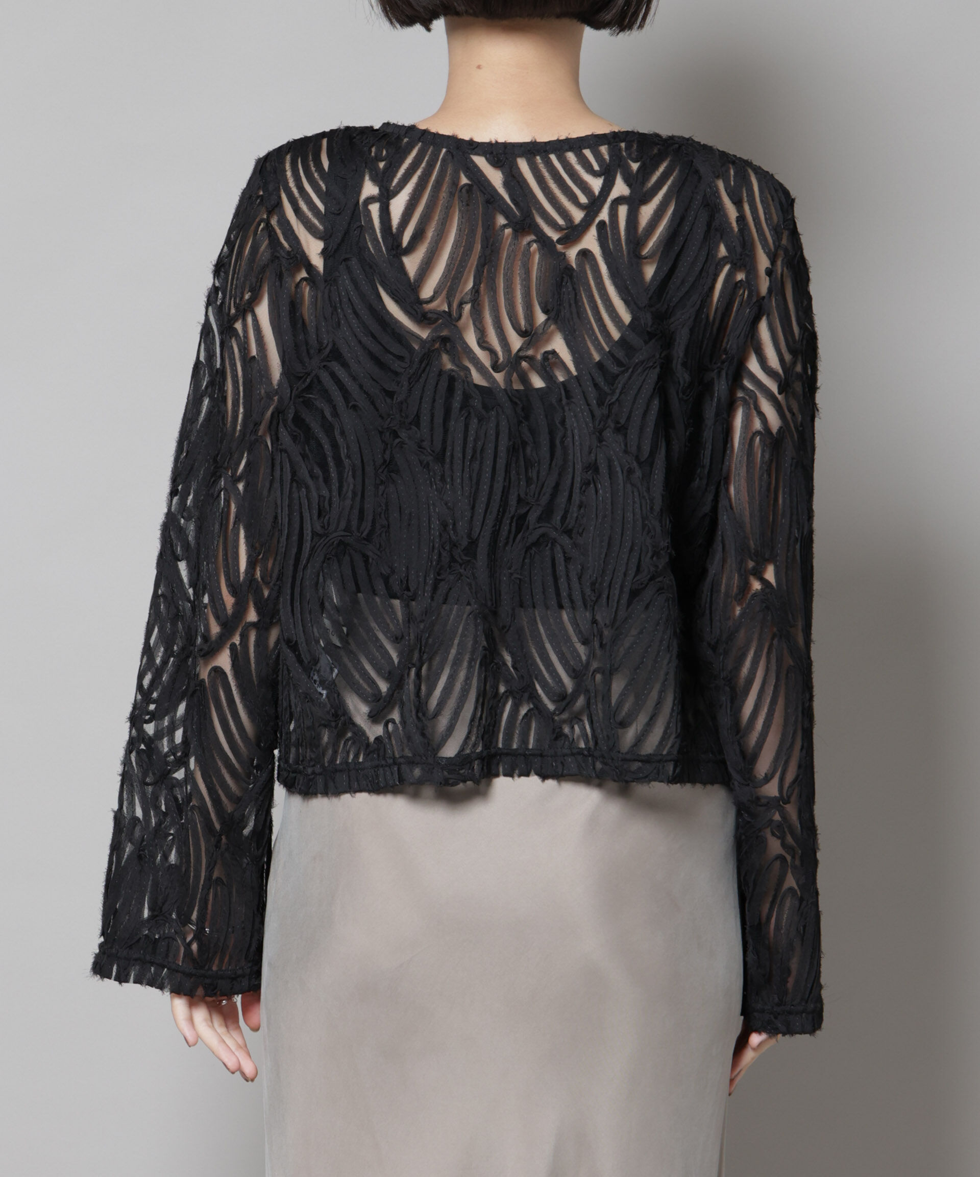 nano･universe「テープ刺繍チュール前後2wayカーディガン(セットアップ可)」|シャツ・ブラウス|