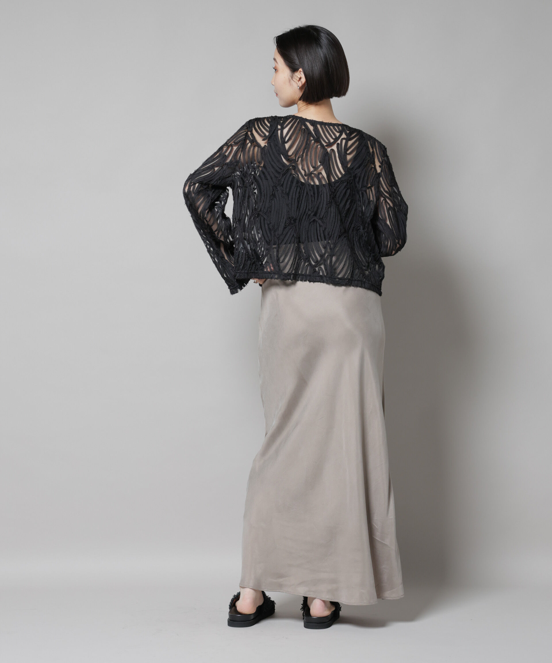 nano･universe「テープ刺繍チュール前後2wayカーディガン(セットアップ可)」|シャツ・ブラウス|