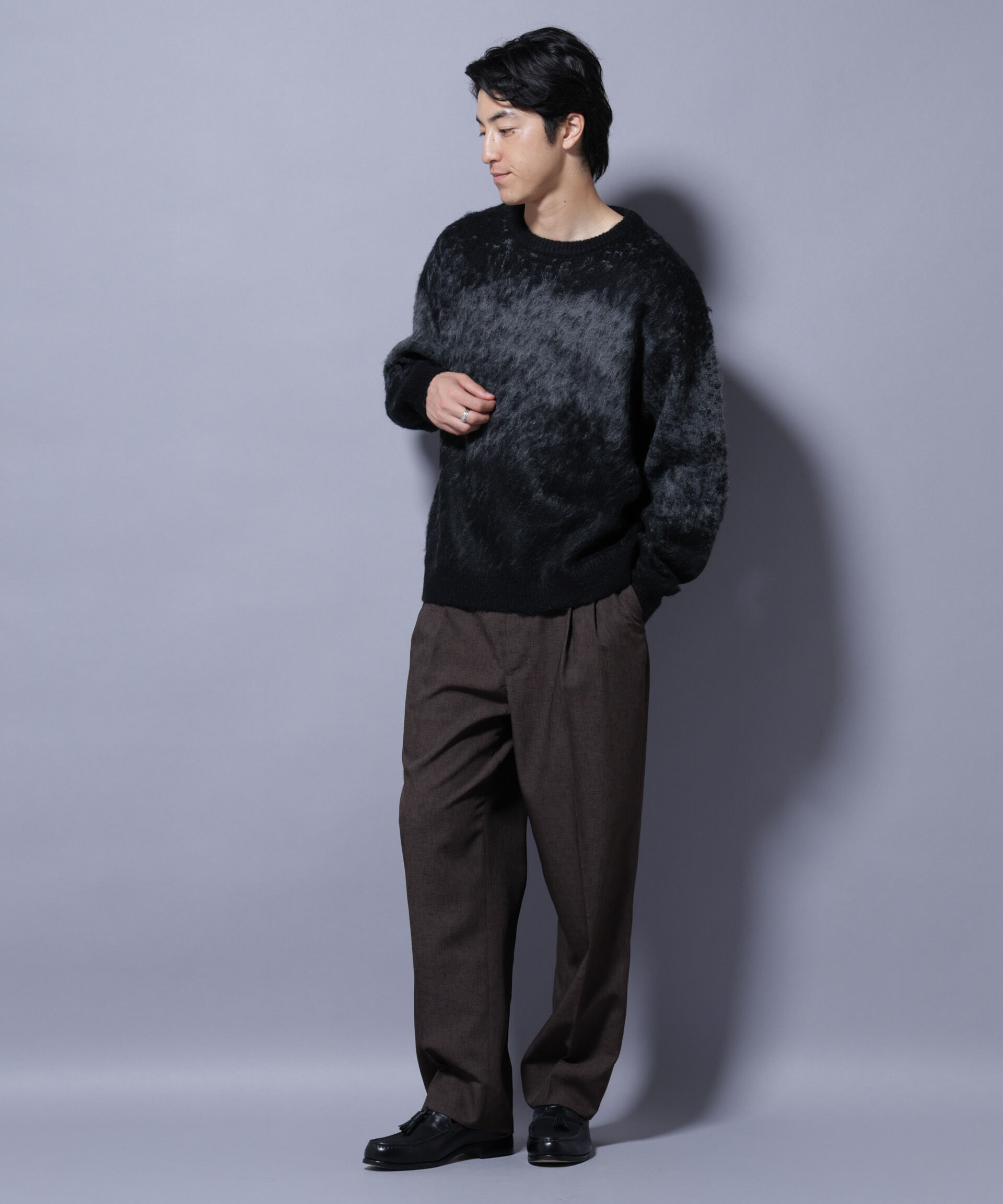 nano･universe「アート柄クルーネックニット1 シックカラー」|ニット・セーター|