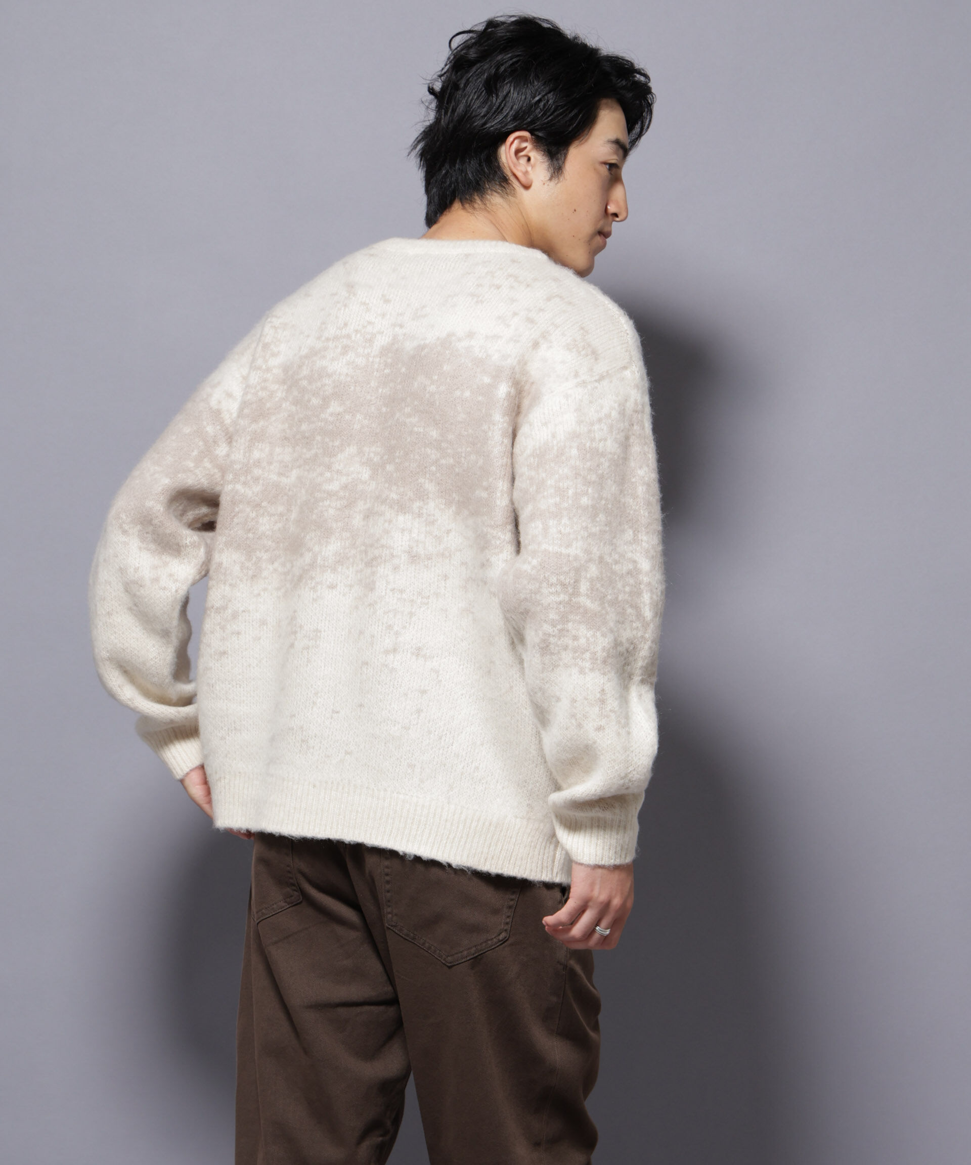 nano･universe「アート柄クルーネックニット1 シックカラー」|ニット・セーター|