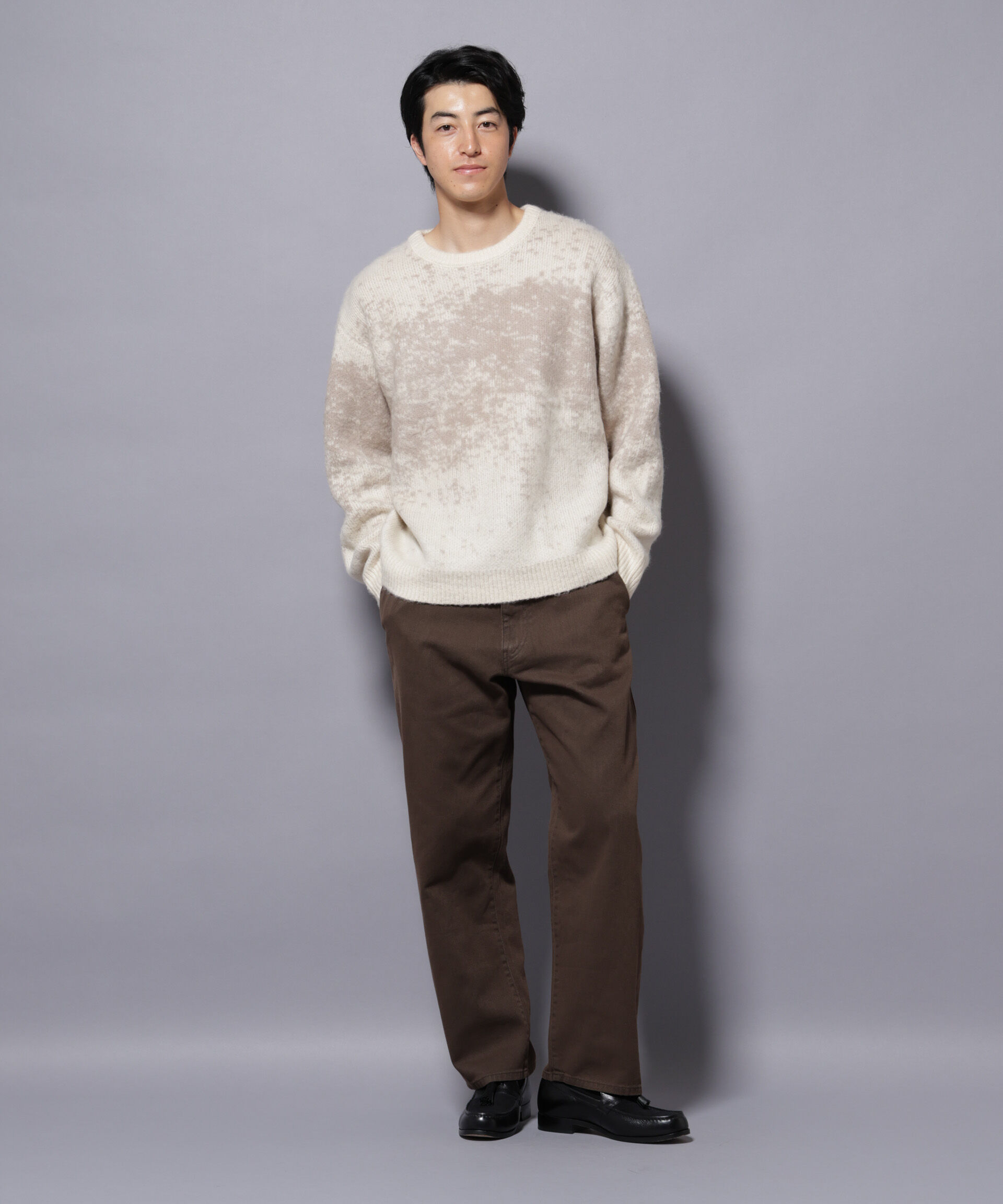 nano･universe「アート柄クルーネックニット1 シックカラー」|ニット・セーター|