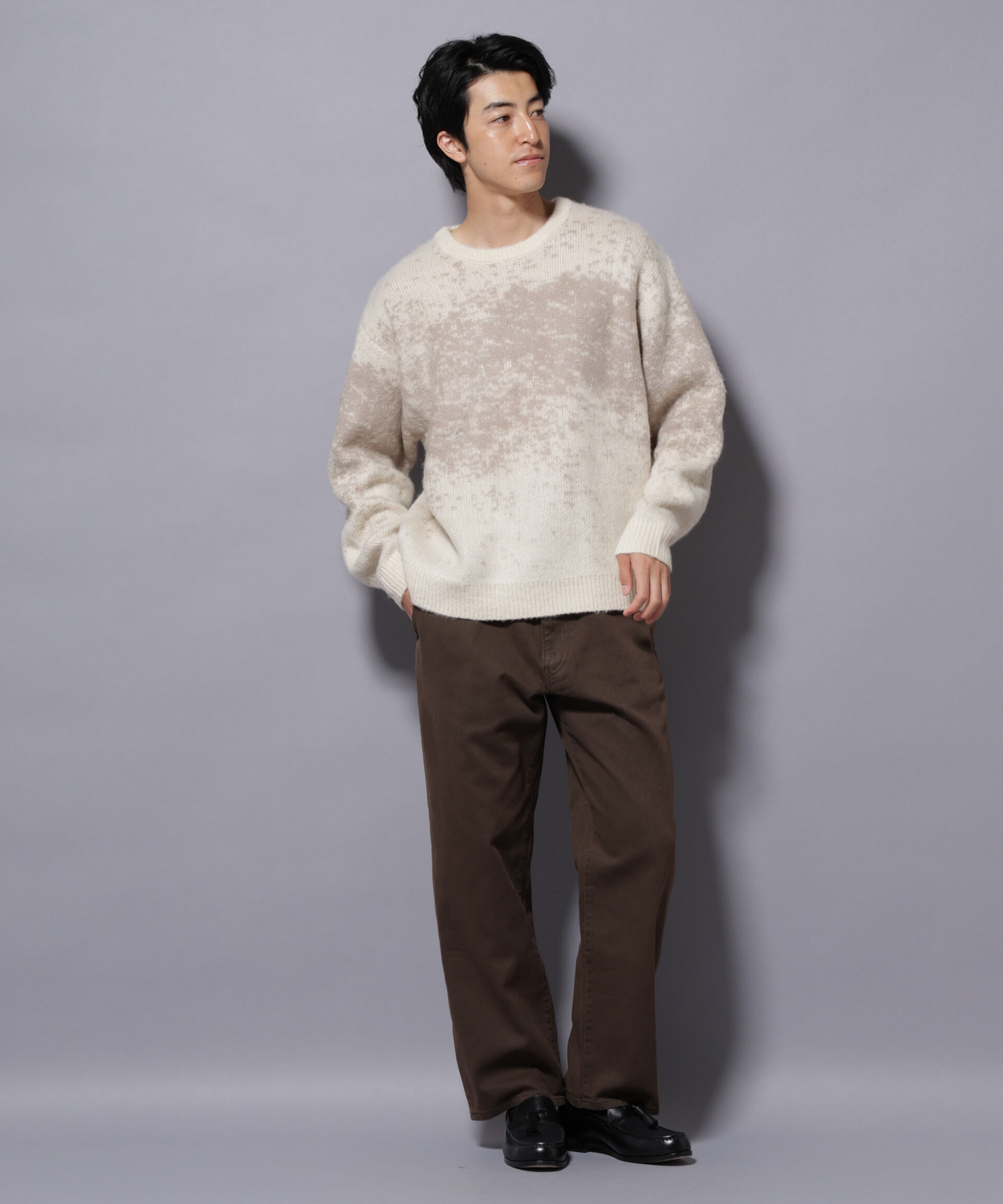 nano･universe「アート柄クルーネックニット1 シックカラー」|ニット・セーター|