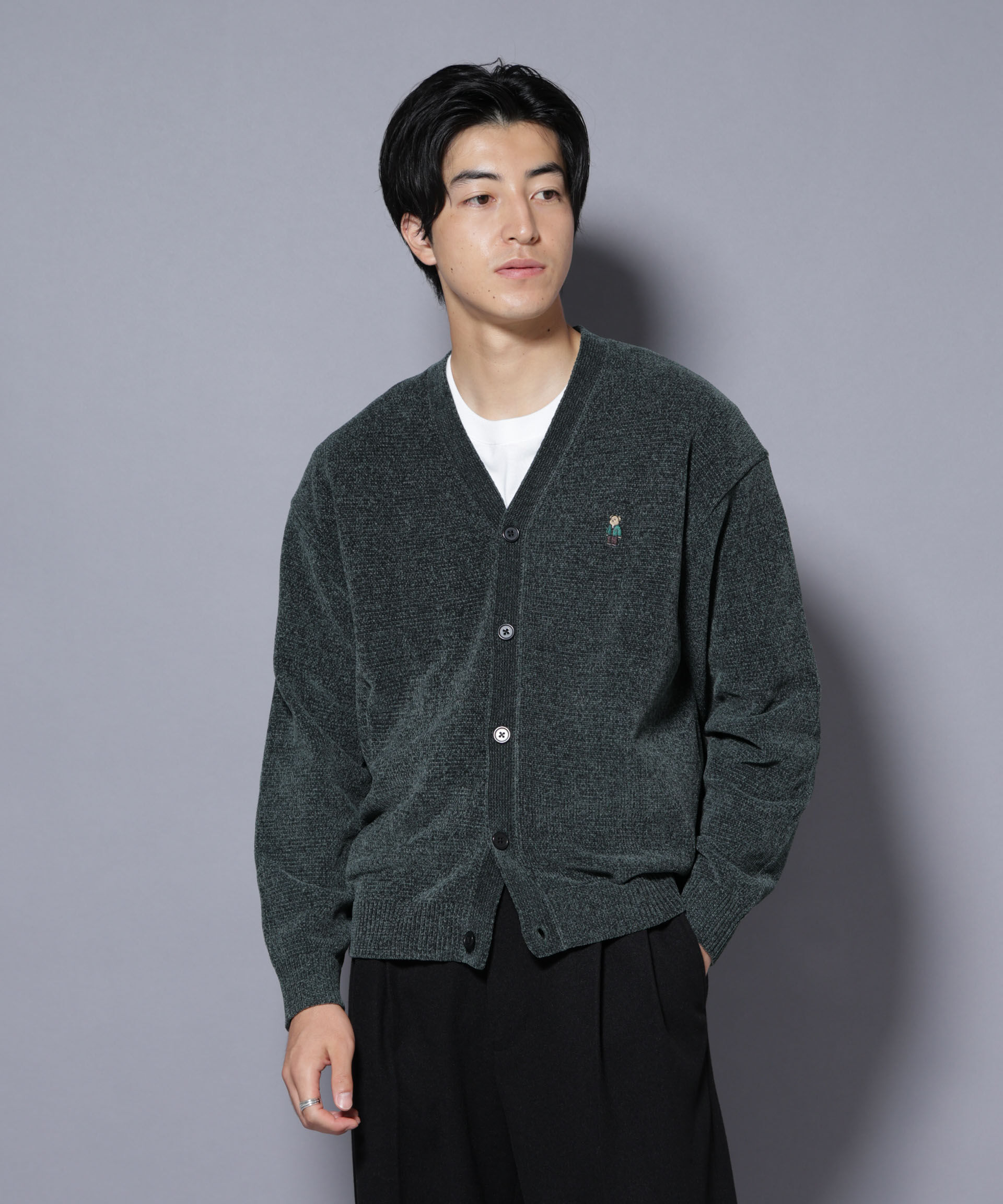 nano･universe「ナノベアモールニットカーディガン」|ニット・セーター|グリーン