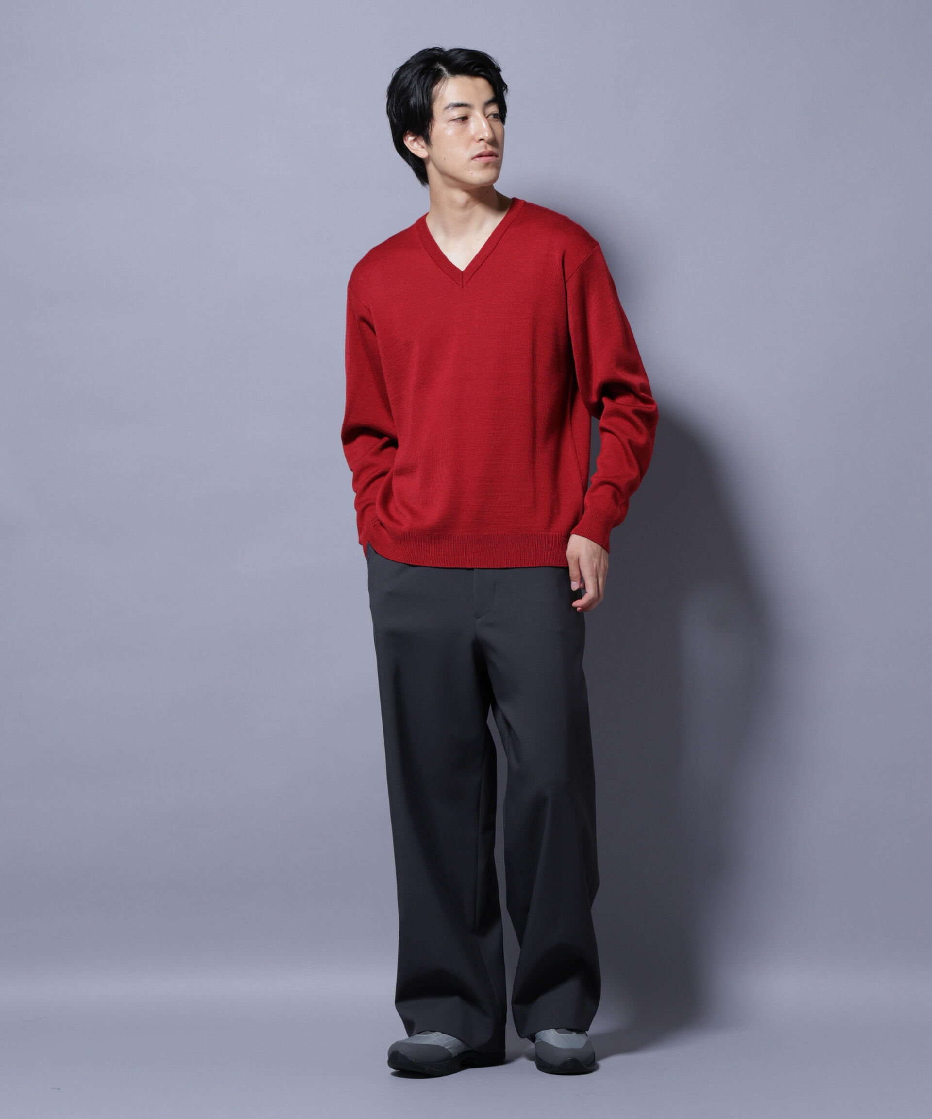 nano･universe「タスマニアウールミックス ミラノリブリラックスVネックニット」|ニット・セーター|