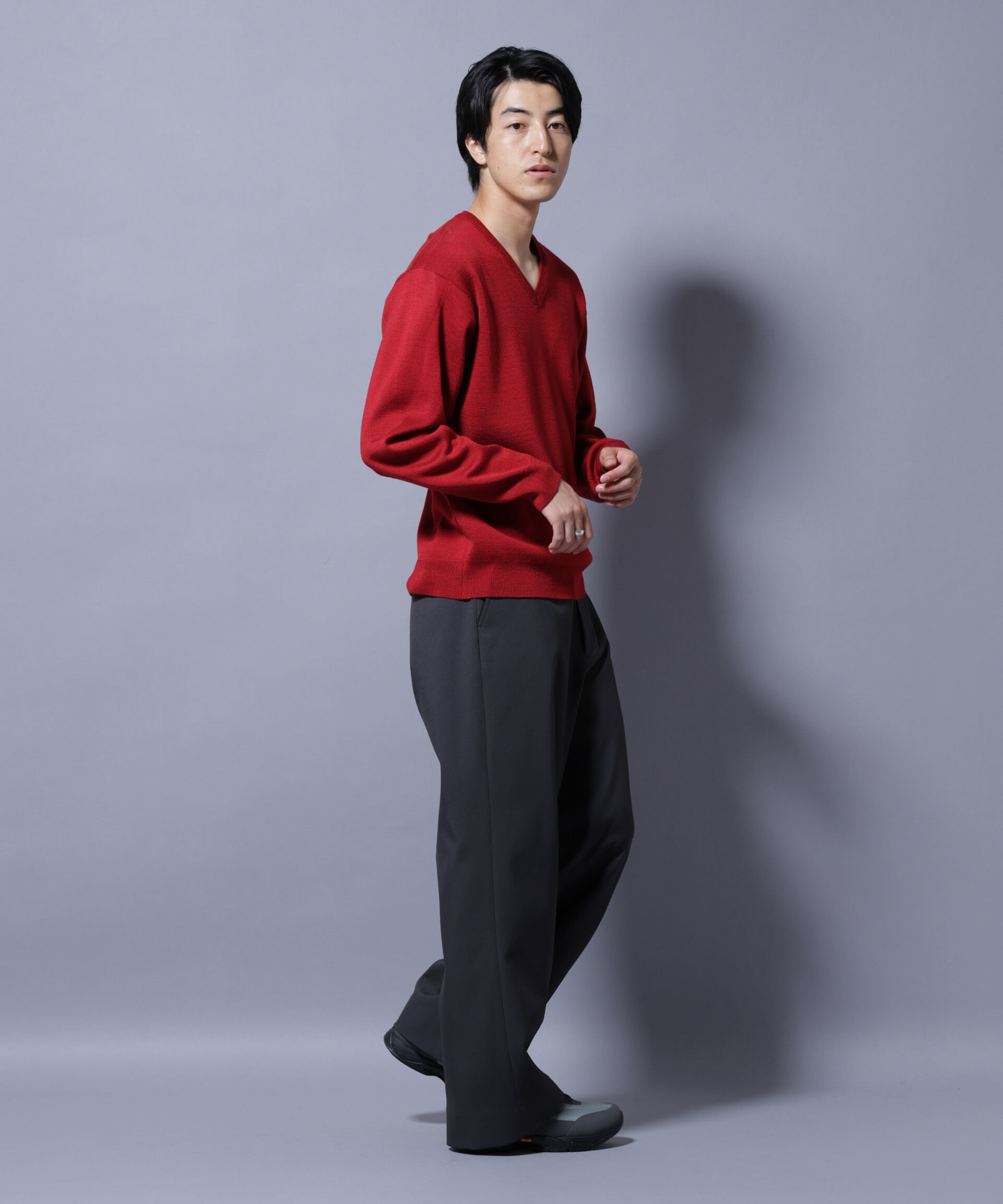 nano･universe「タスマニアウールミックス ミラノリブリラックスVネックニット」|ニット・セーター|