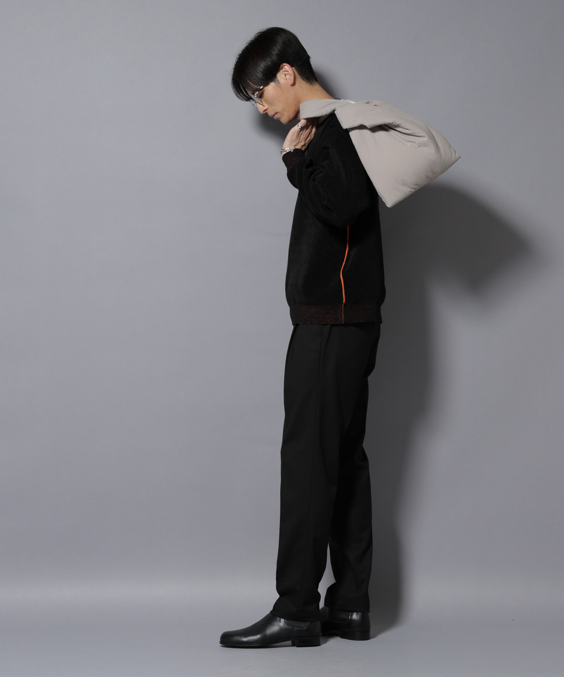 nano･universe「微起毛1タックテーパードパンツ」|チノ|