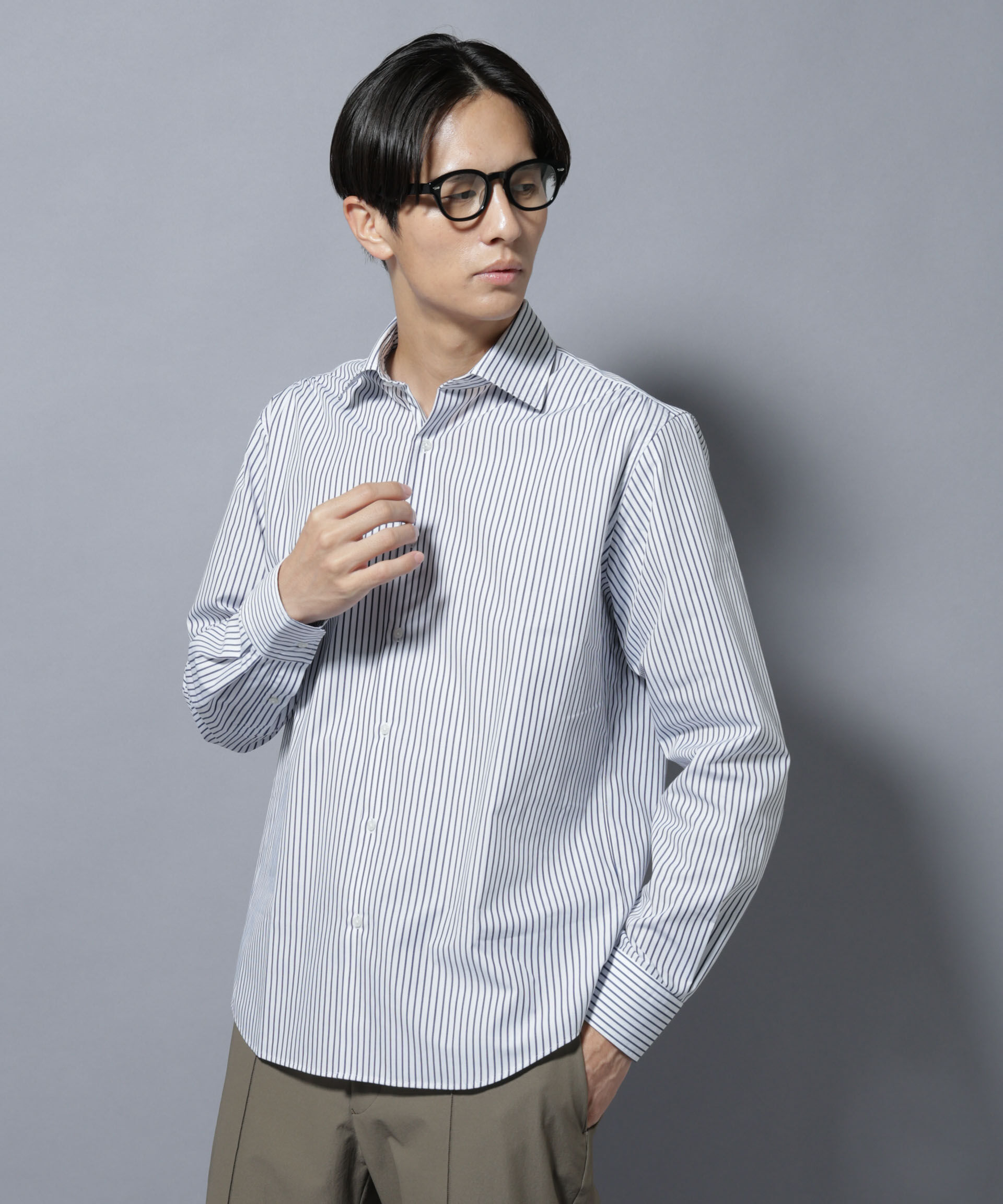 nano･universe「「N shirt」Anti Soaked(R)汗染み防止セミワイドカラーシャツ長袖」|シャツ・ブラウス|パターン1