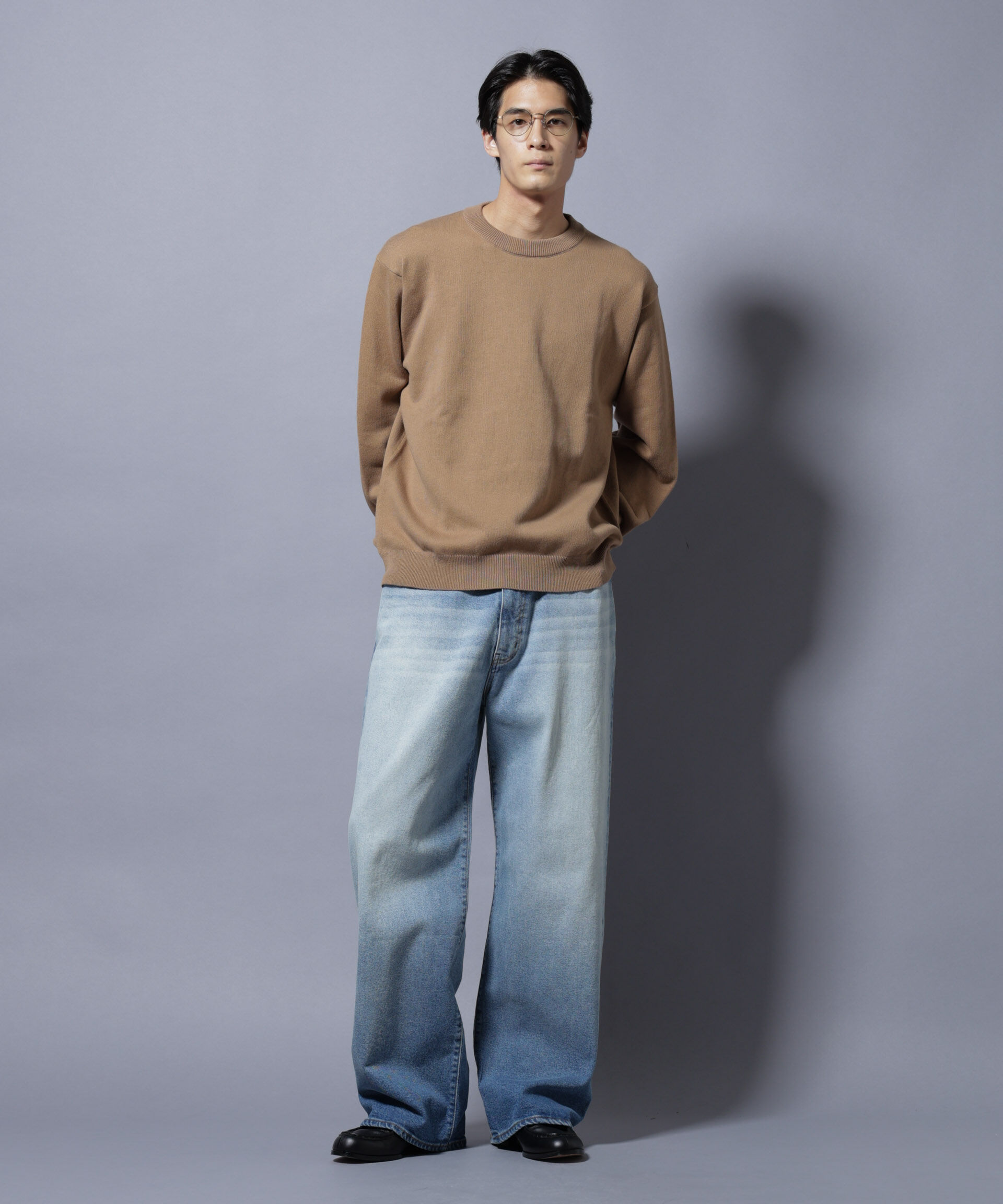 nano･universe「｢大人のｽｳｪｯﾄ｣ｺｯﾄﾝｽｳｪｯﾄﾗｲｸﾆｯﾄ ｴﾙﾎﾞｰﾊﾟｯ」|ニット・セーター|