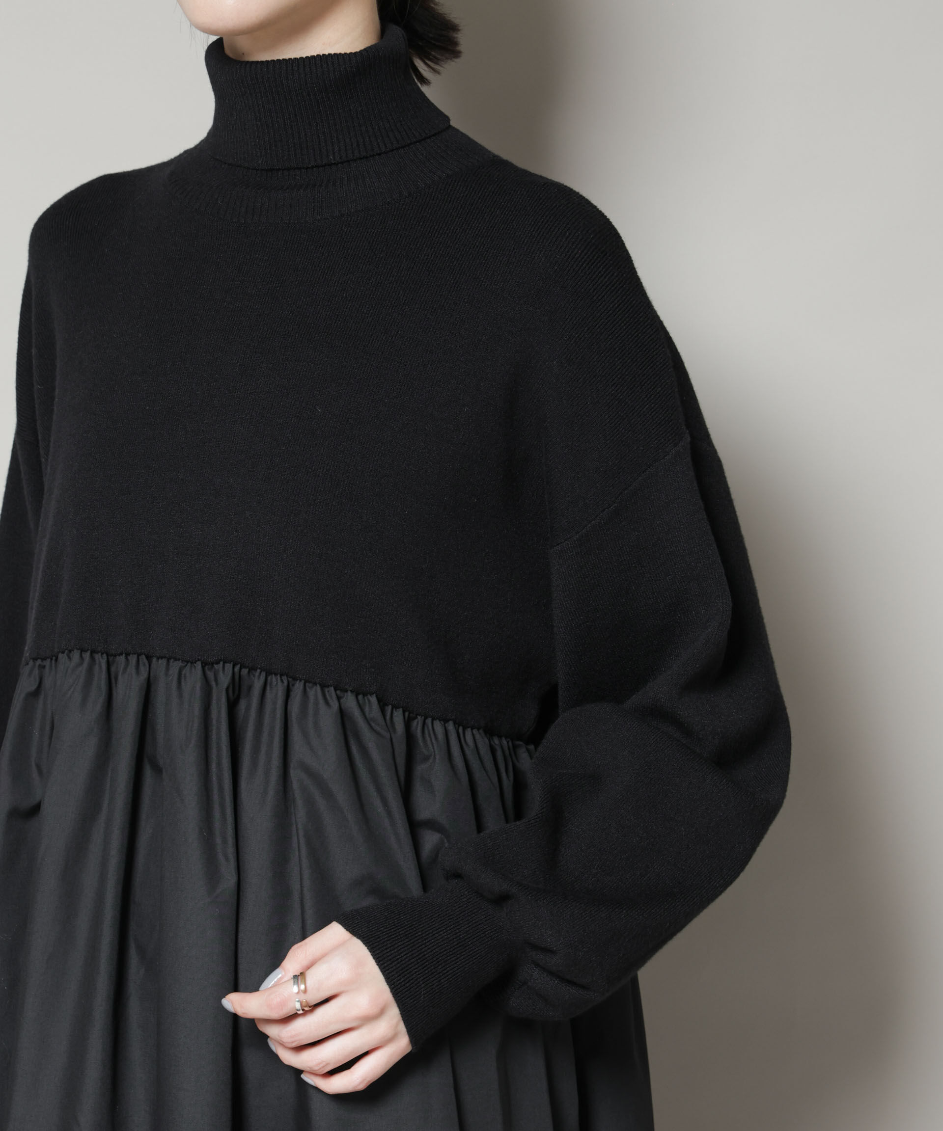 nano･universe「異素材コンビドッキングタートルワンピース」|ワンピース|