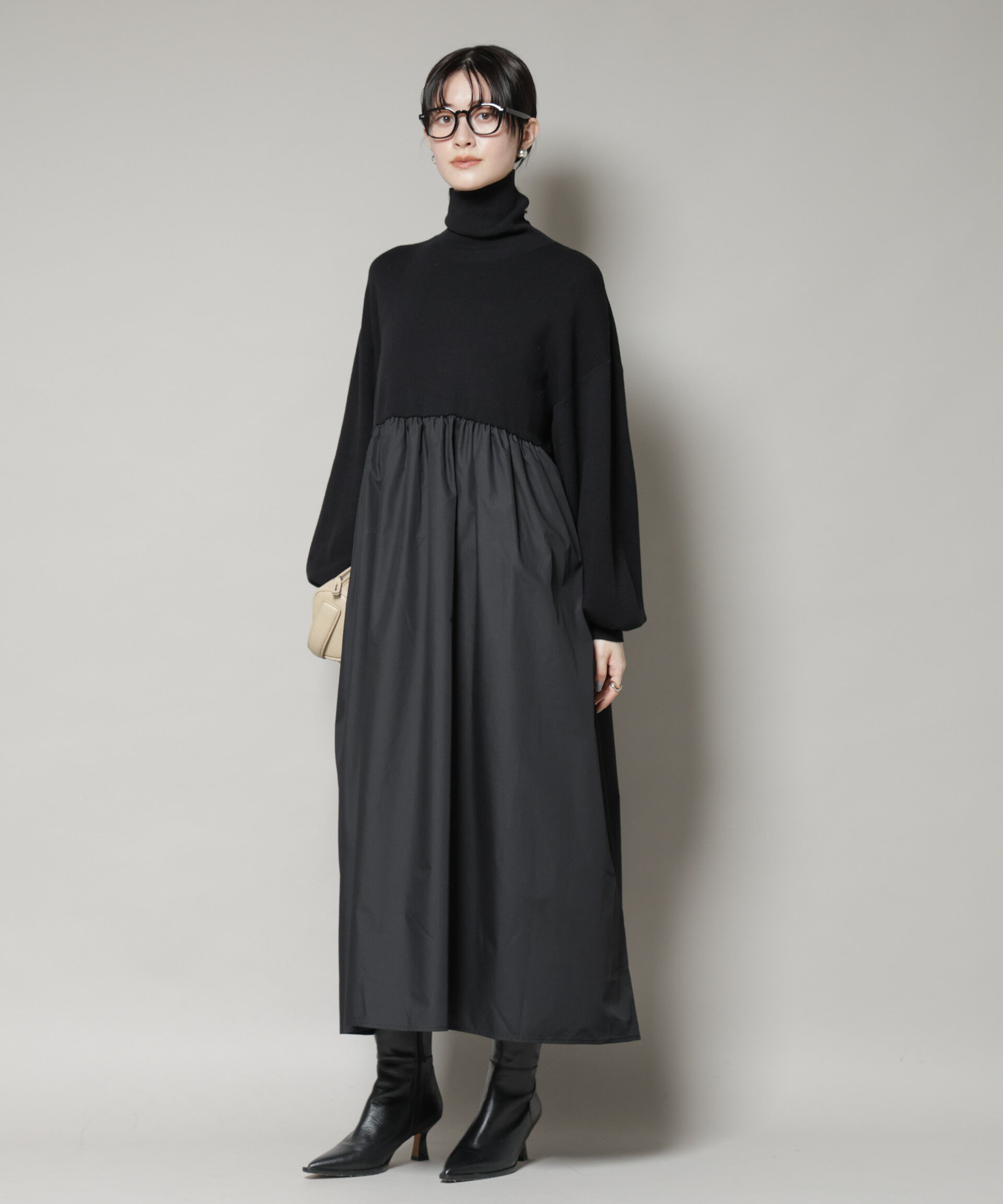 nano･universe「異素材コンビドッキングタートルワンピース」|ワンピース|