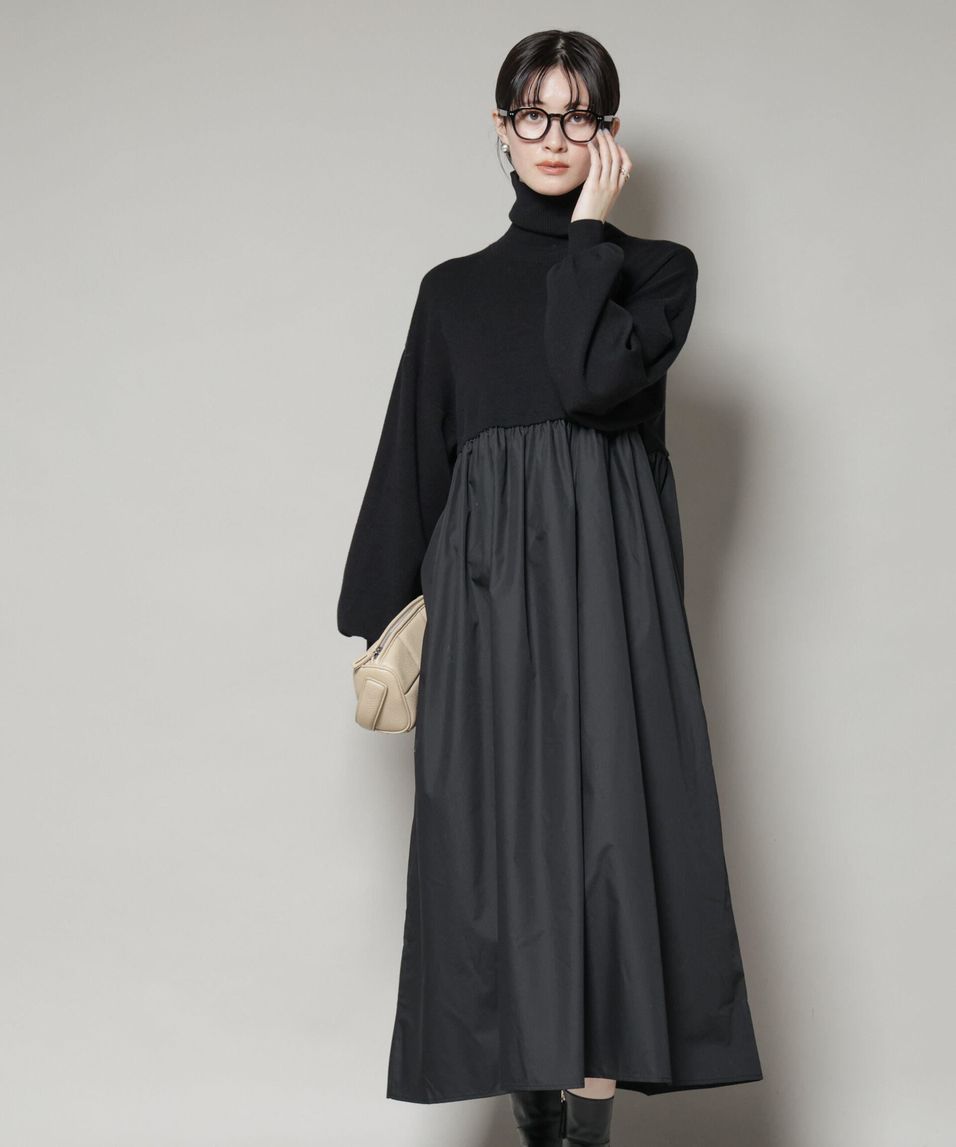 nano･universe「異素材コンビドッキングタートルワンピース」|ワンピース|