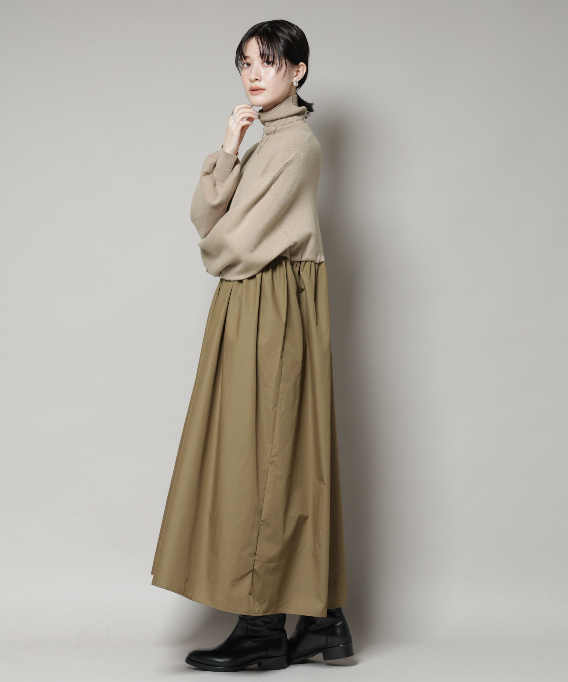 nano･universe「異素材コンビドッキングタートルワンピース」|ワンピース|