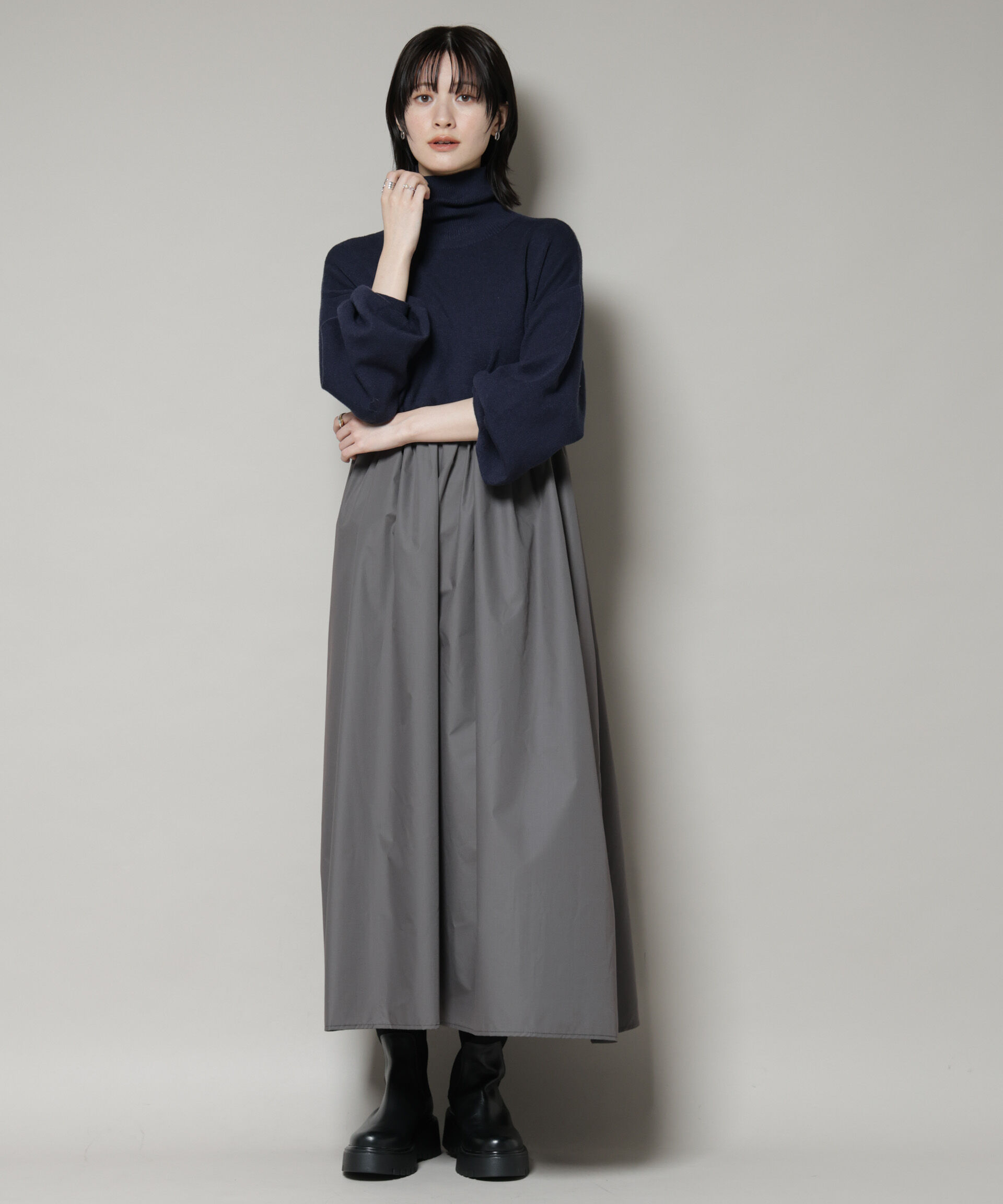 nano･universe「異素材コンビドッキングタートルワンピース」|ワンピース|