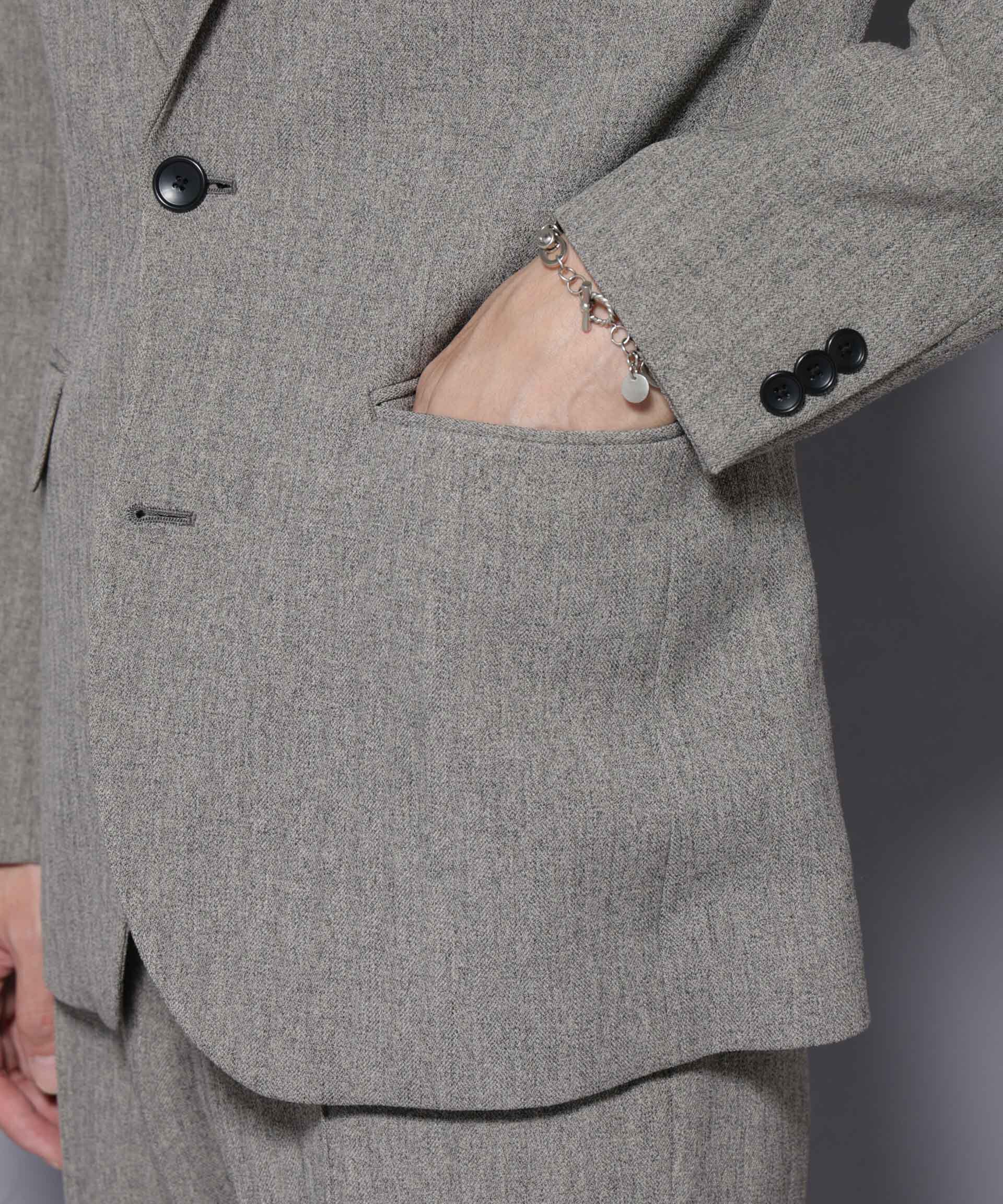 nano･universe「｢N JACKET BASIC｣ 洗えるMIXツイードストレッチジャケット(セットアップ可)」|スーツ|