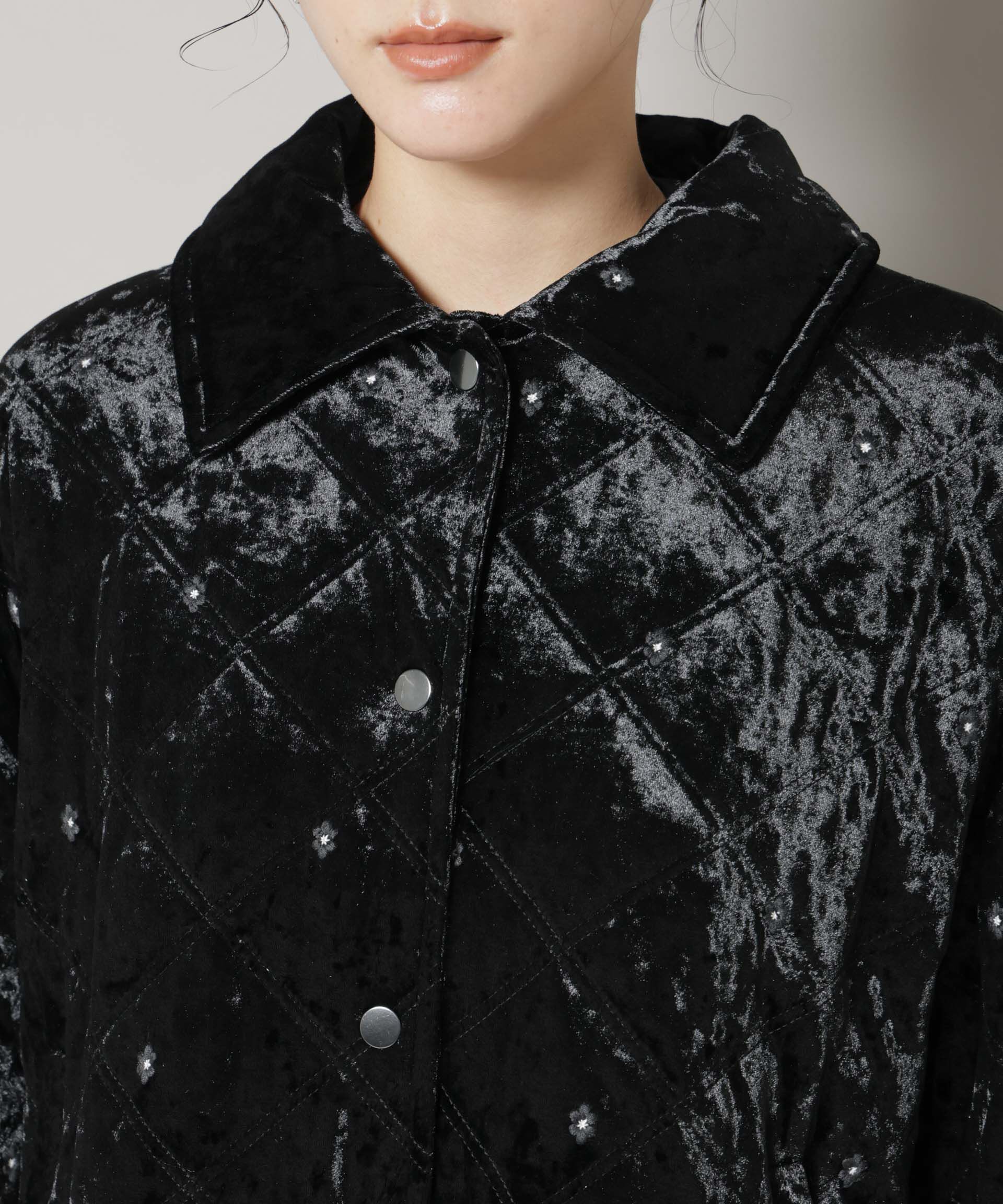 nano･universe「ベロアキルト刺繍ブルゾン」|ブルゾン・スタジャン|