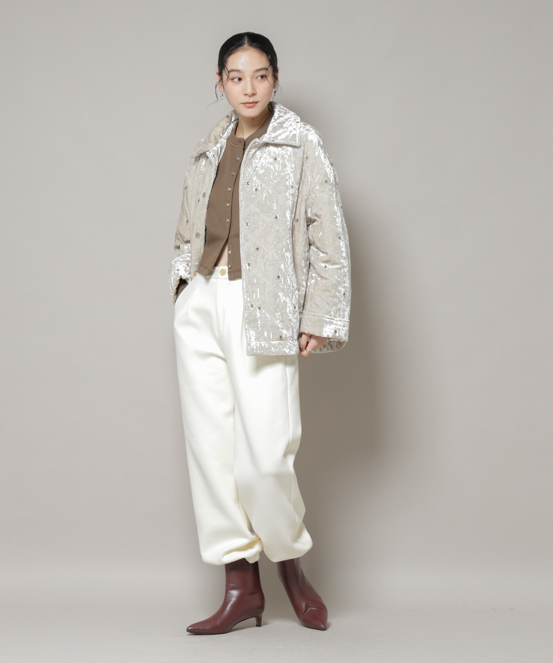 nano･universe「ベロアキルト刺繍ブルゾン」|ブルゾン・スタジャン|