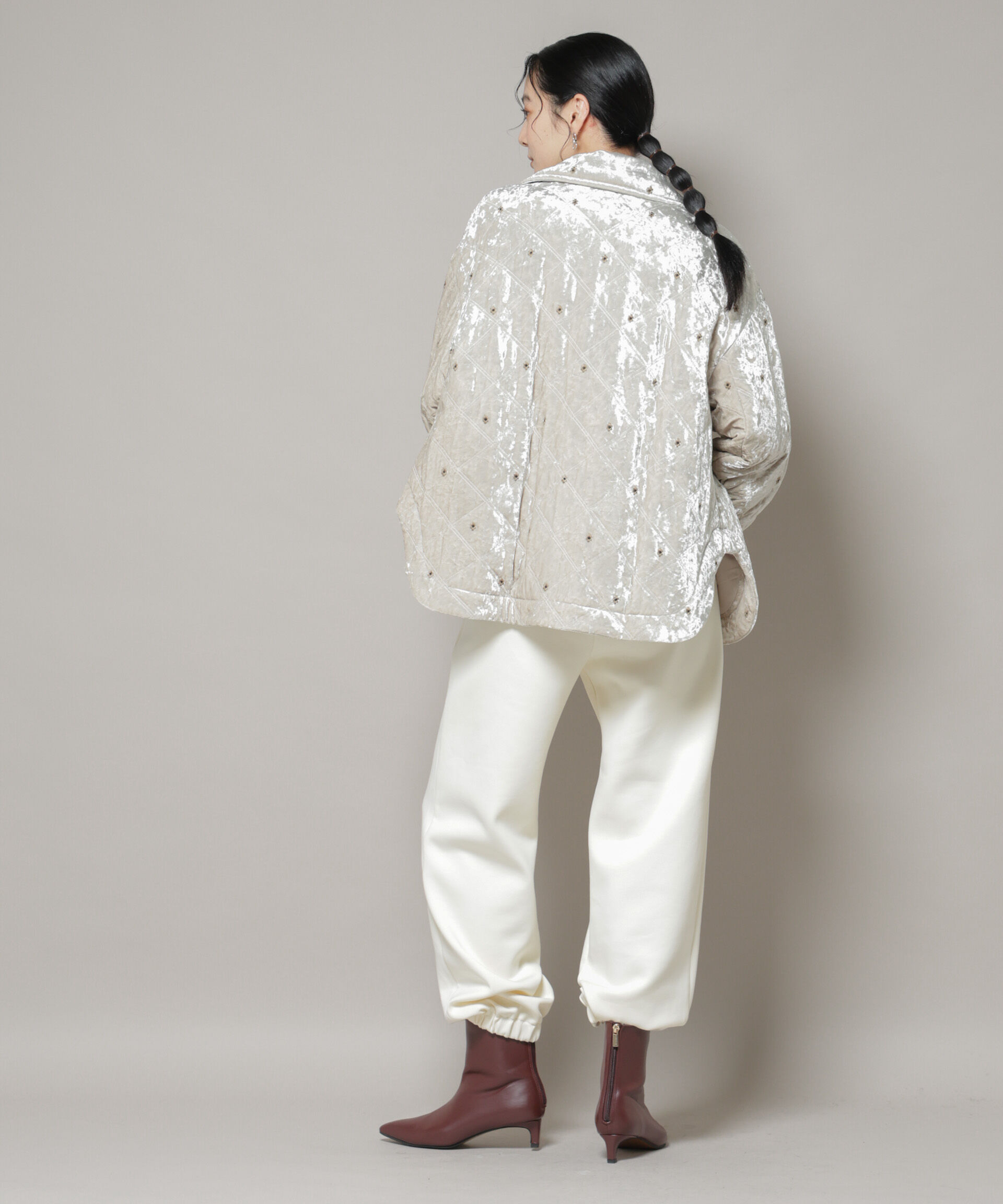 nano･universe「ベロアキルト刺繍ブルゾン」|ブルゾン・スタジャン|