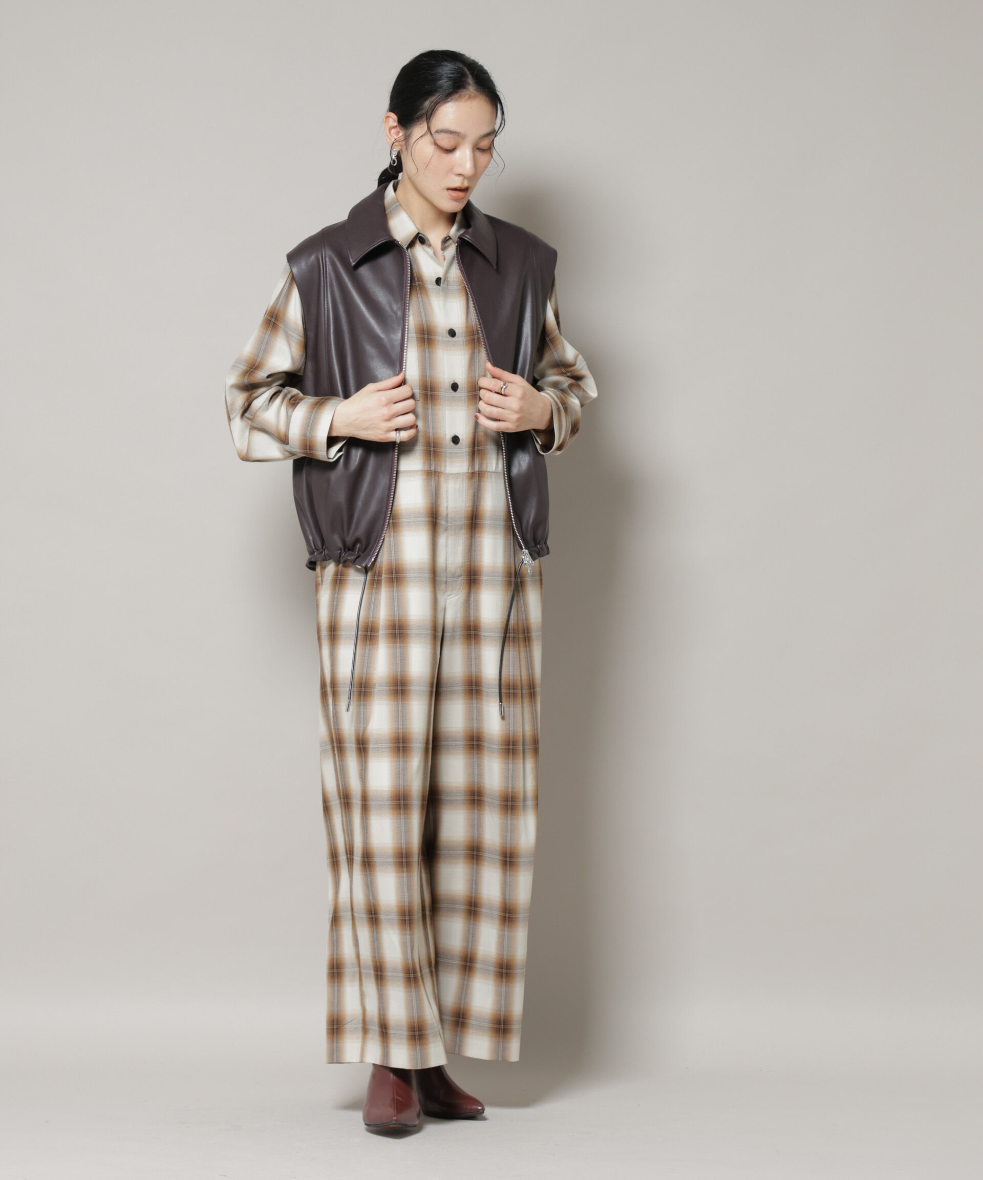 nano･universe「オンブレーチェックジャンプスーツ」|ワンピース|