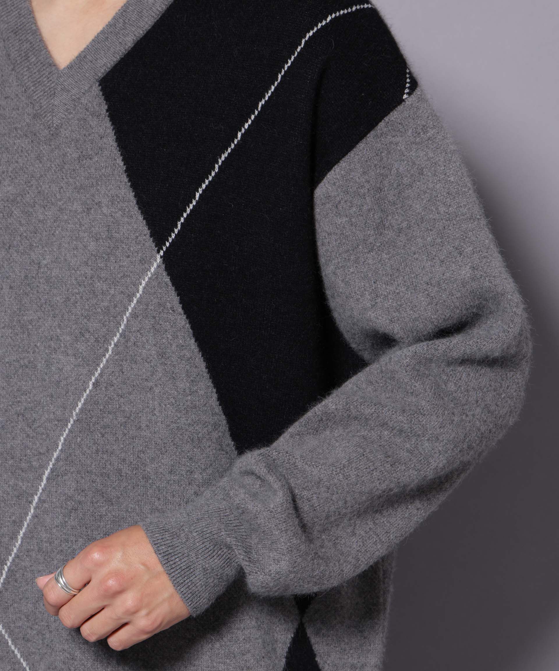 nano･universe「アンゴラ混アーガイルVネックニット」|ニット・セーター|