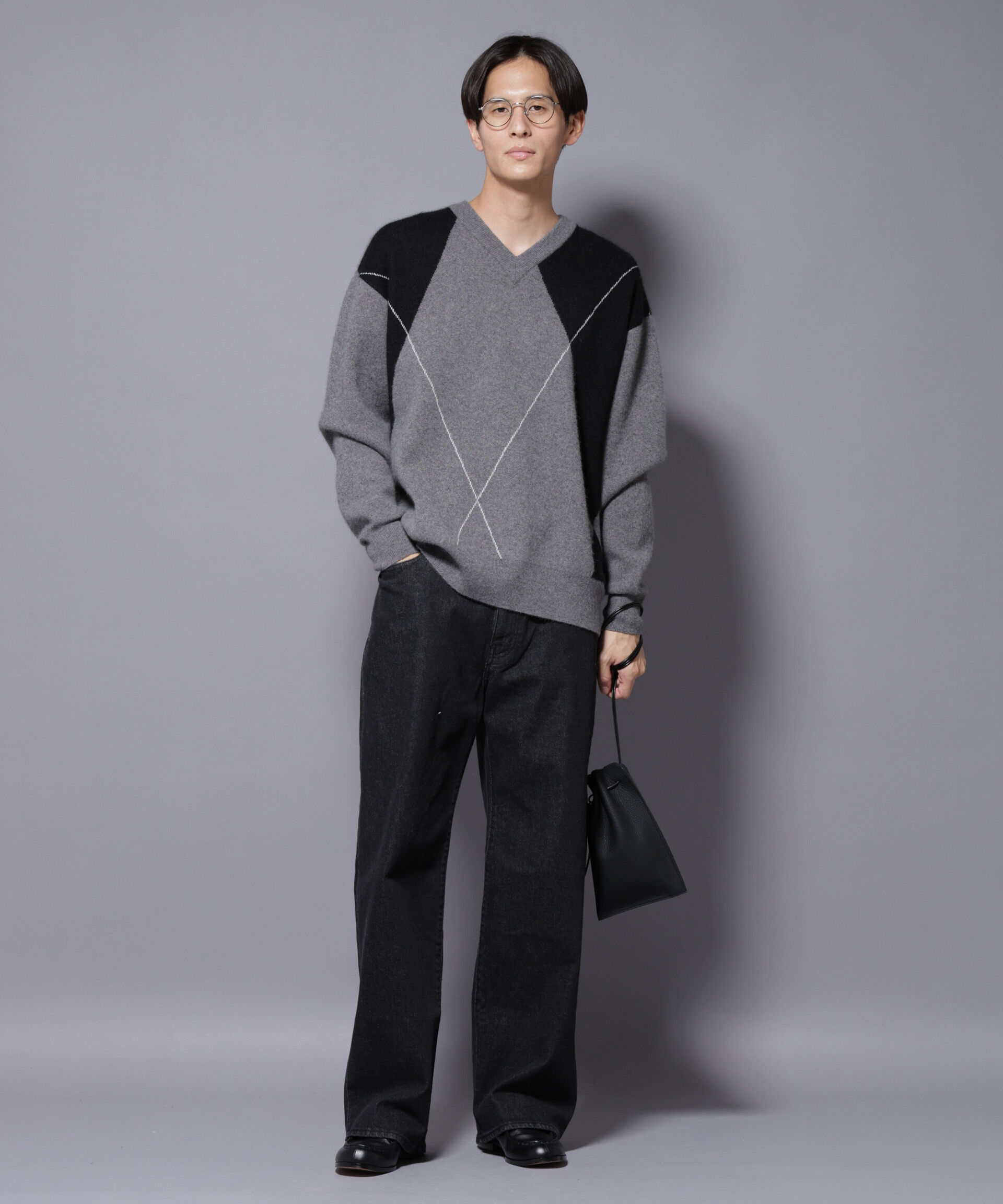 nano･universe「アンゴラ混アーガイルVネックニット」|ニット・セーター|