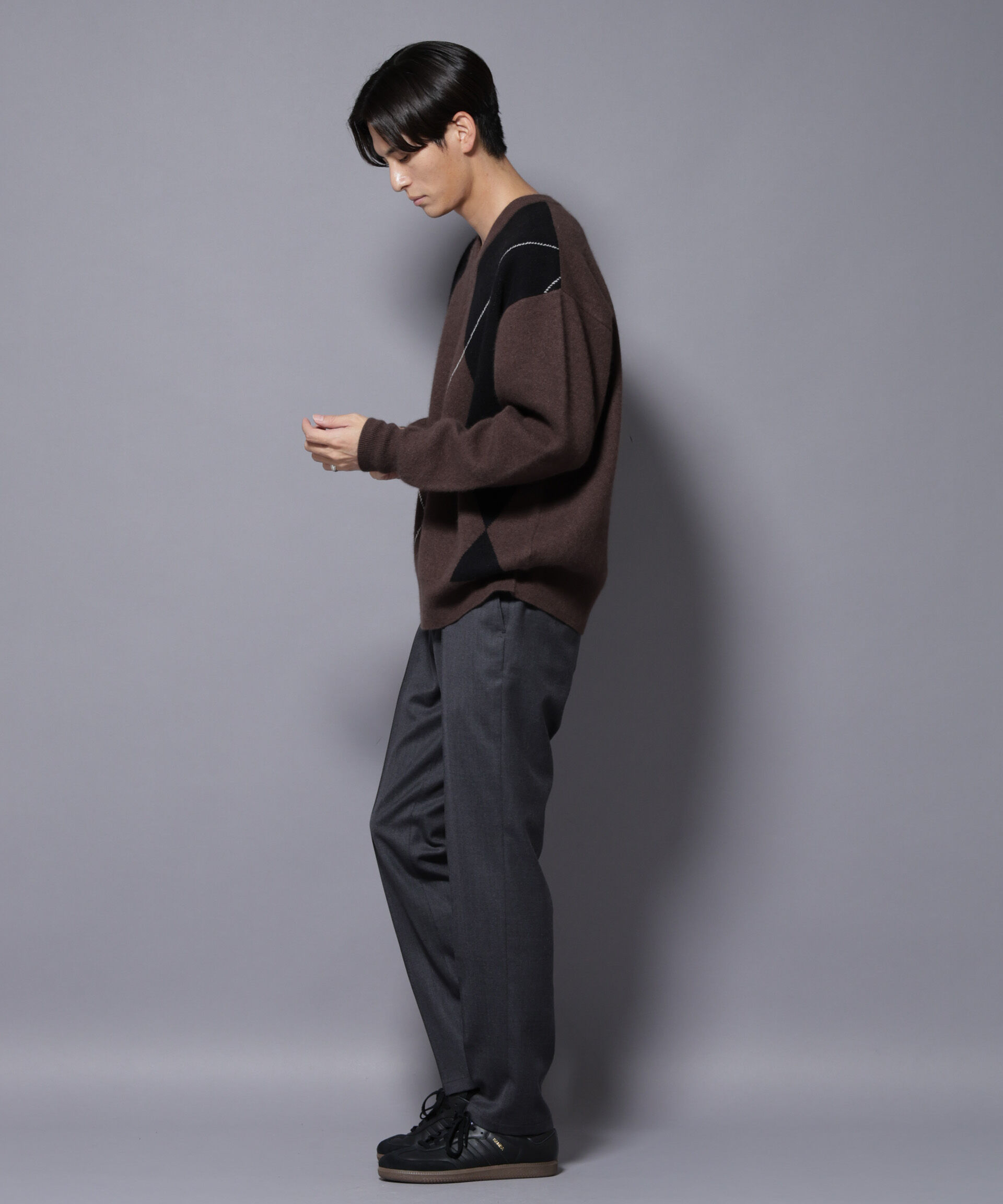 nano･universe「アンゴラ混アーガイルVネックニット」|ニット・セーター|