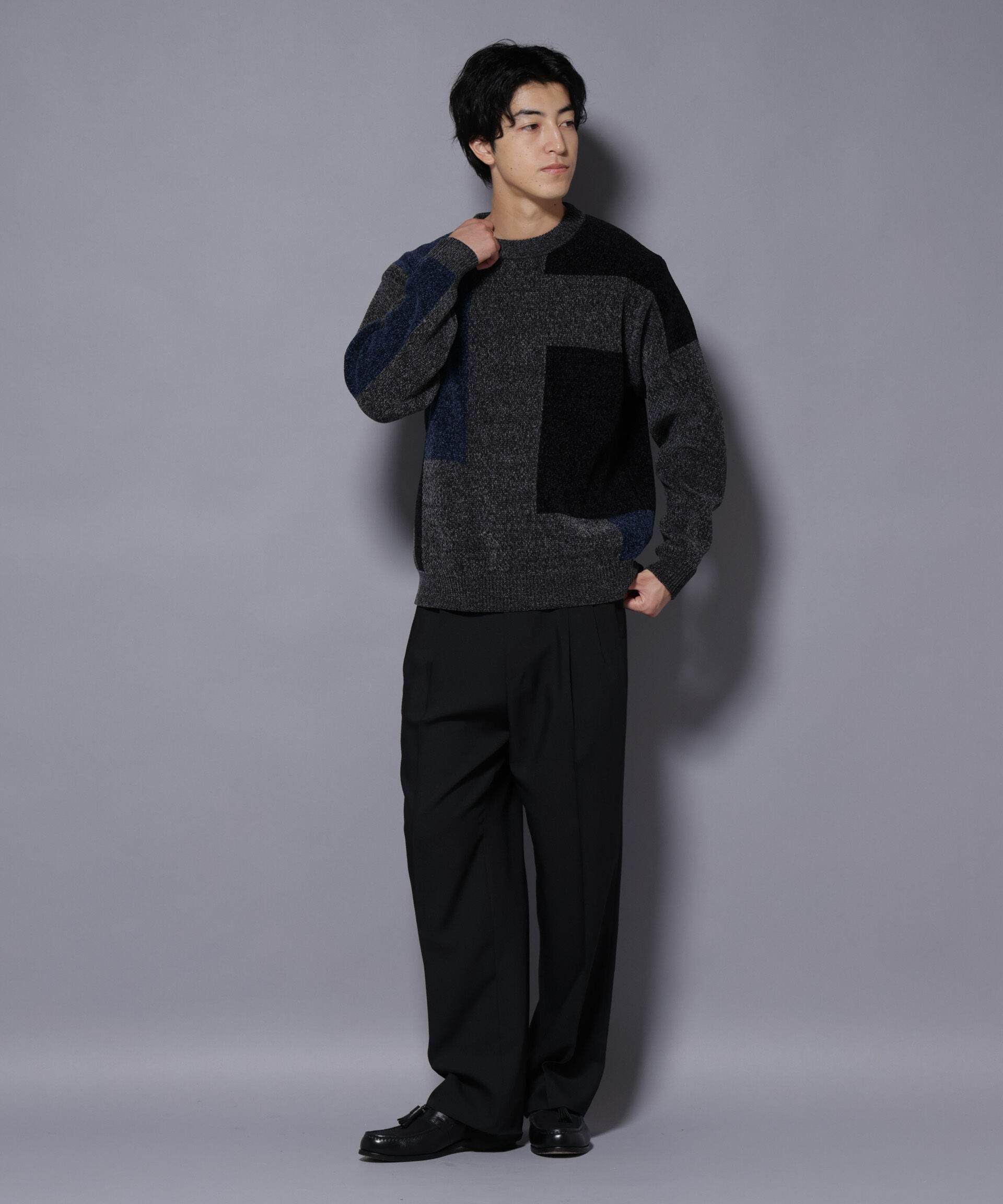 nano･universe「モールヤーンブロッキングニット」|ニット・セーター|