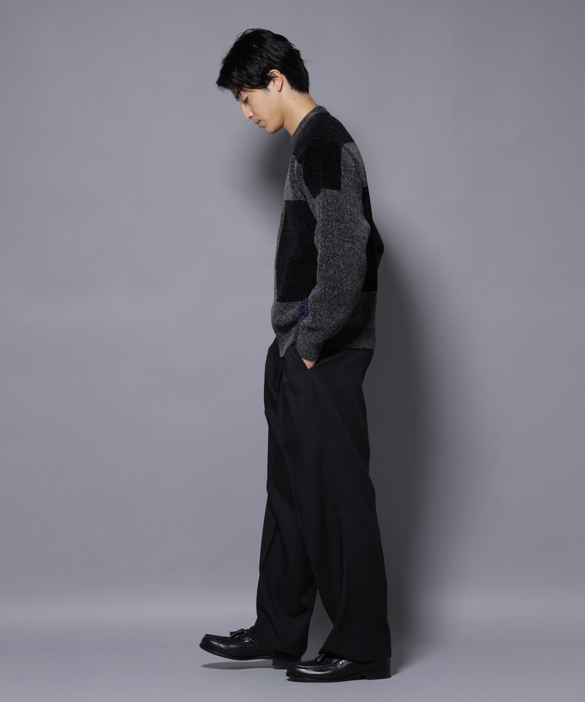 nano･universe「モールヤーンブロッキングニット」|ニット・セーター|