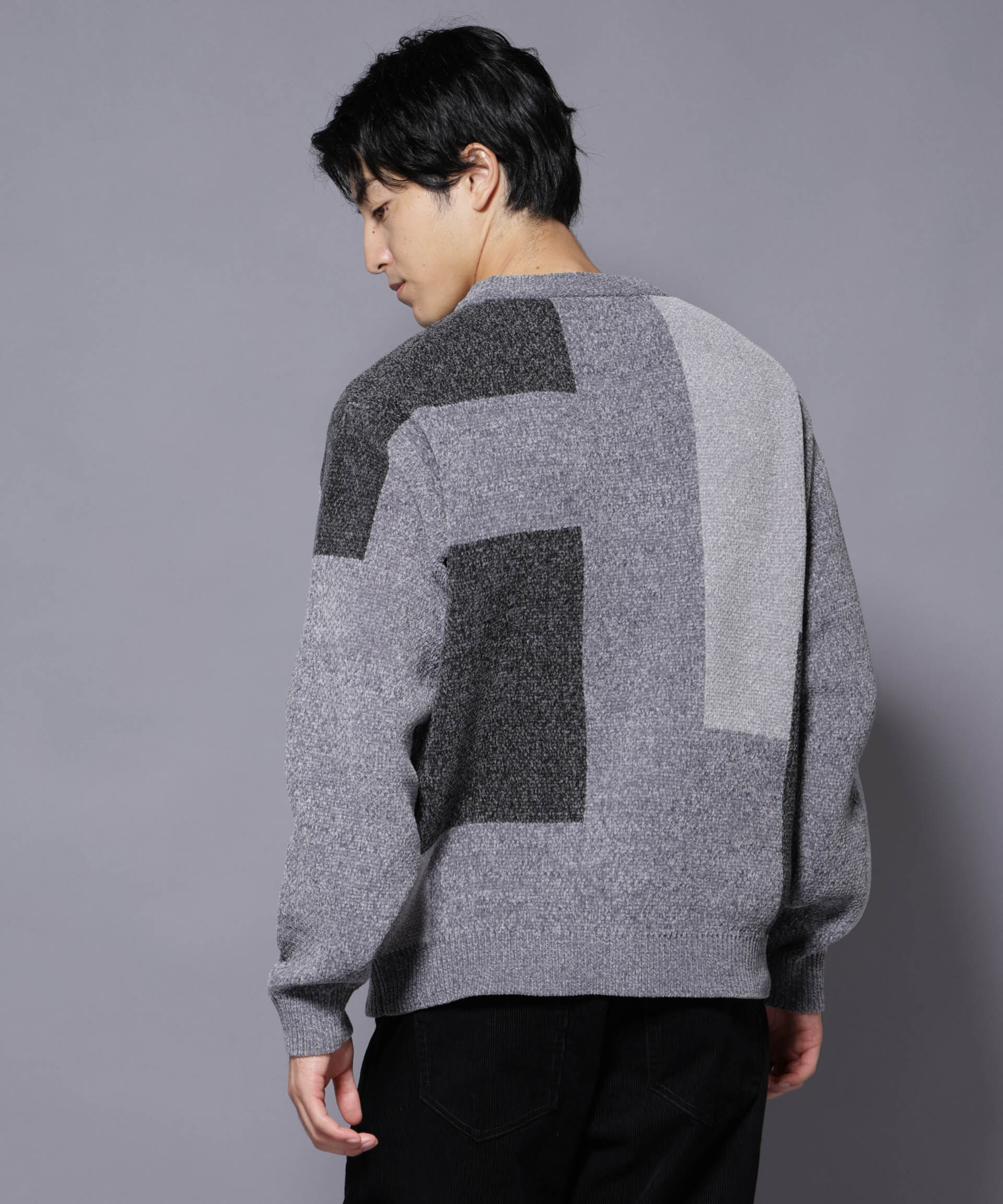 nano･universe「モールヤーンブロッキングニット」|ニット・セーター|