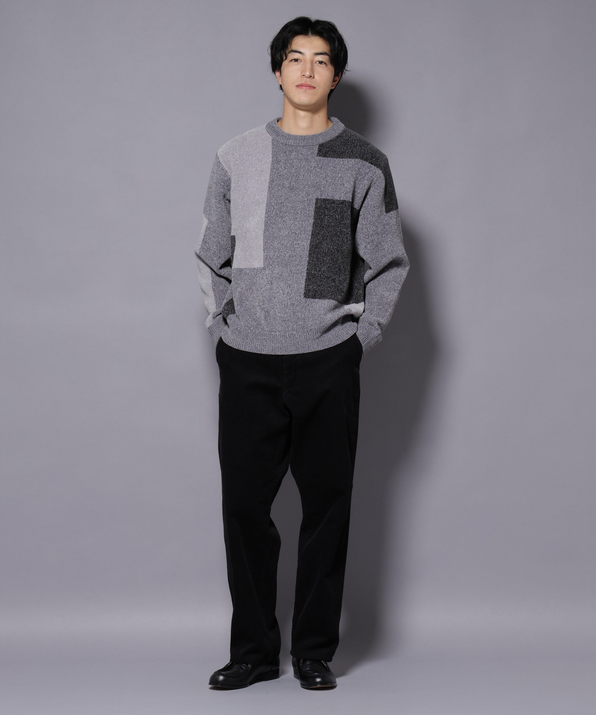 nano･universe「モールヤーンブロッキングニット」|ニット・セーター|