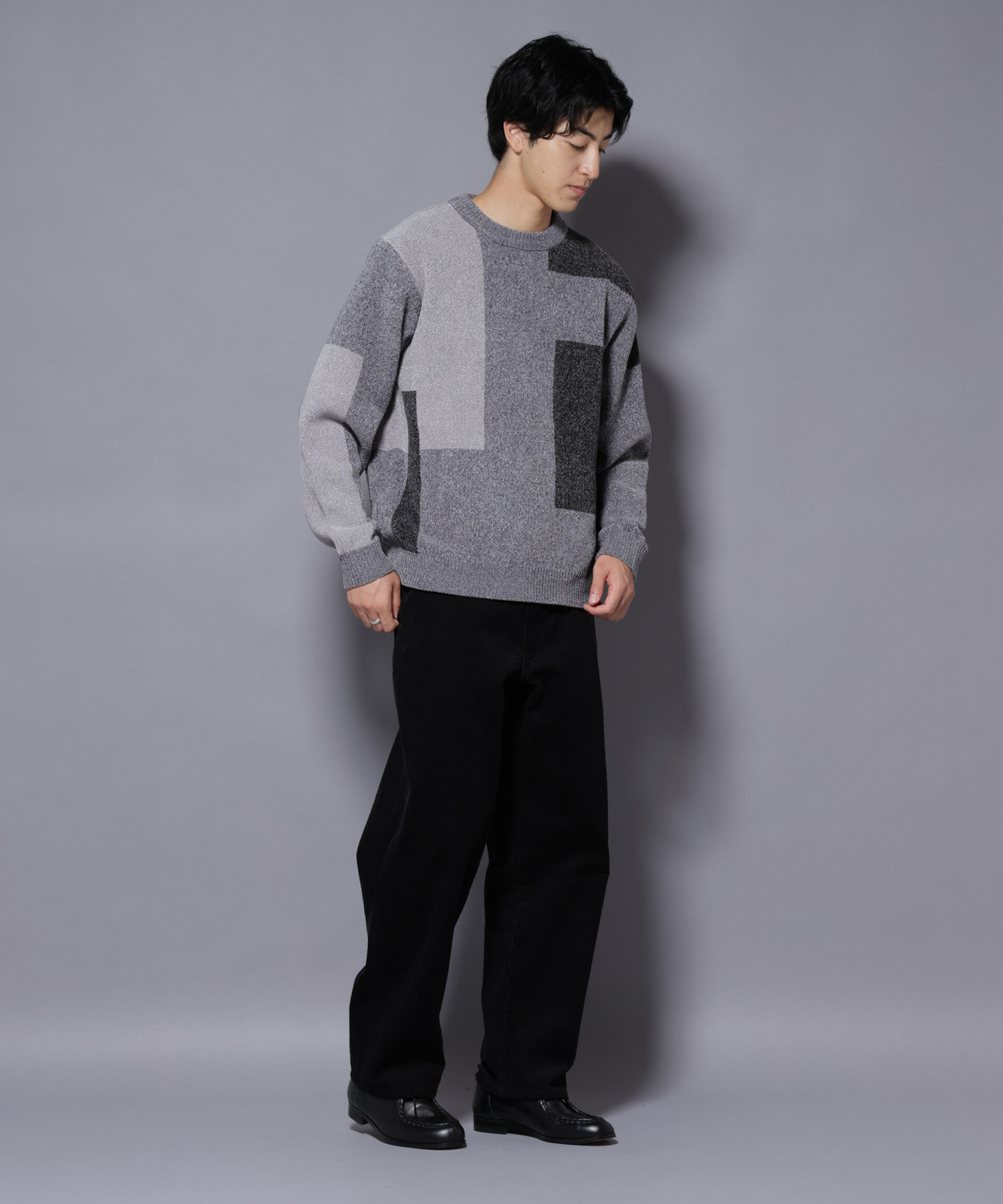 nano･universe「モールヤーンブロッキングニット」|ニット・セーター|