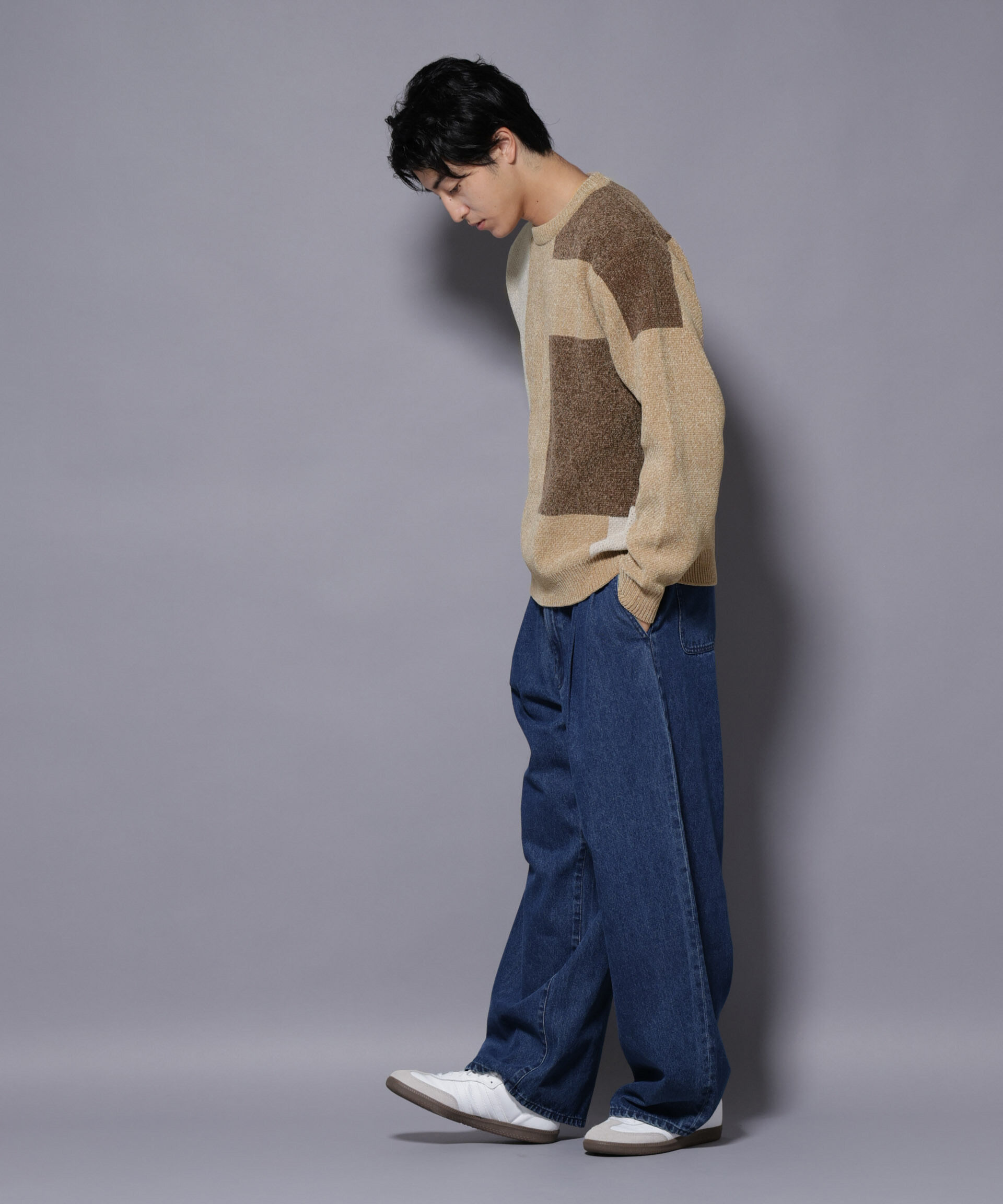 nano･universe「モールヤーンブロッキングニット」|ニット・セーター|