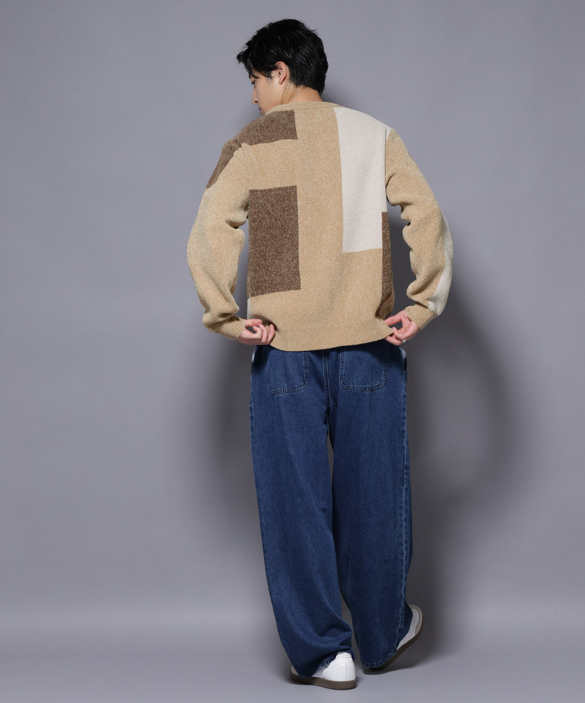 nano･universe「モールヤーンブロッキングニット」|ニット・セーター|