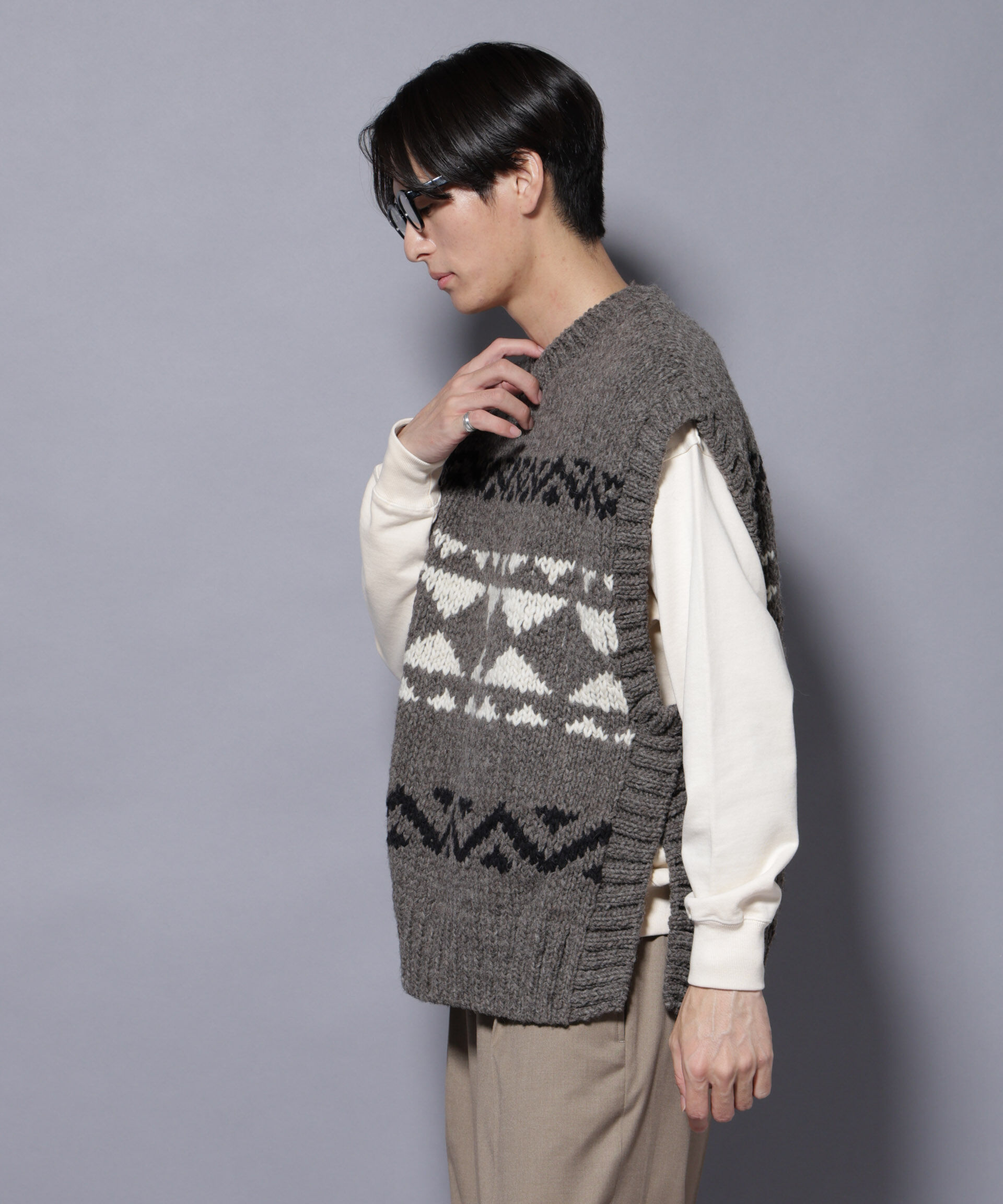 nano･universe「ペルー産ハンドニットベスト」|ニット・セーター|