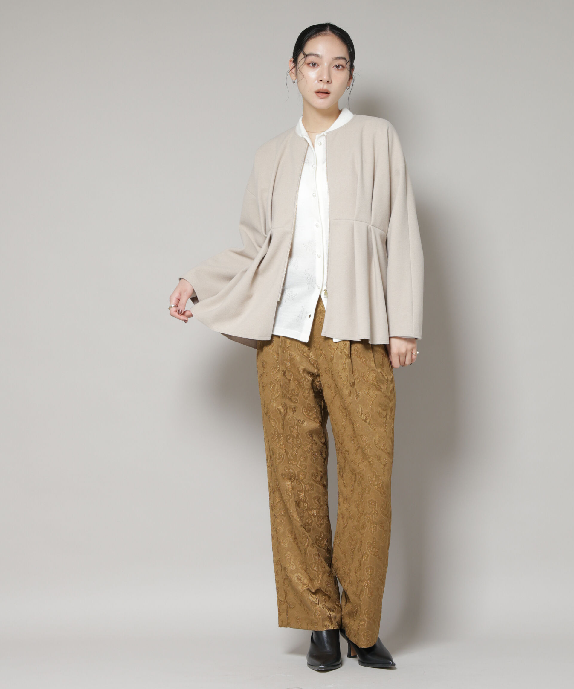 nano･universe「ニードルジャージーペプラムブルゾン」|ブルゾン・スタジャン|