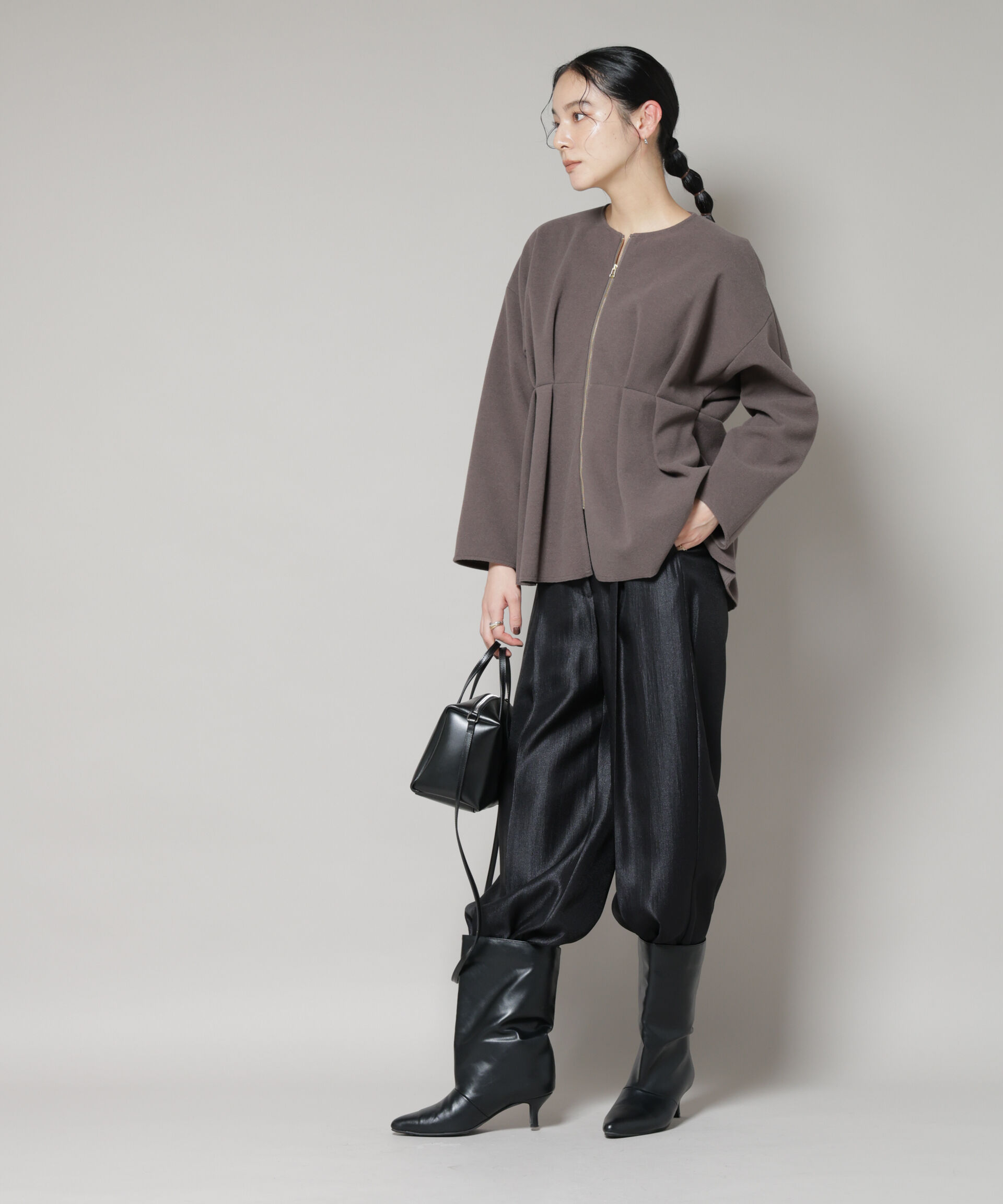 nano･universe「ニードルジャージーペプラムブルゾン」|ブルゾン・スタジャン|