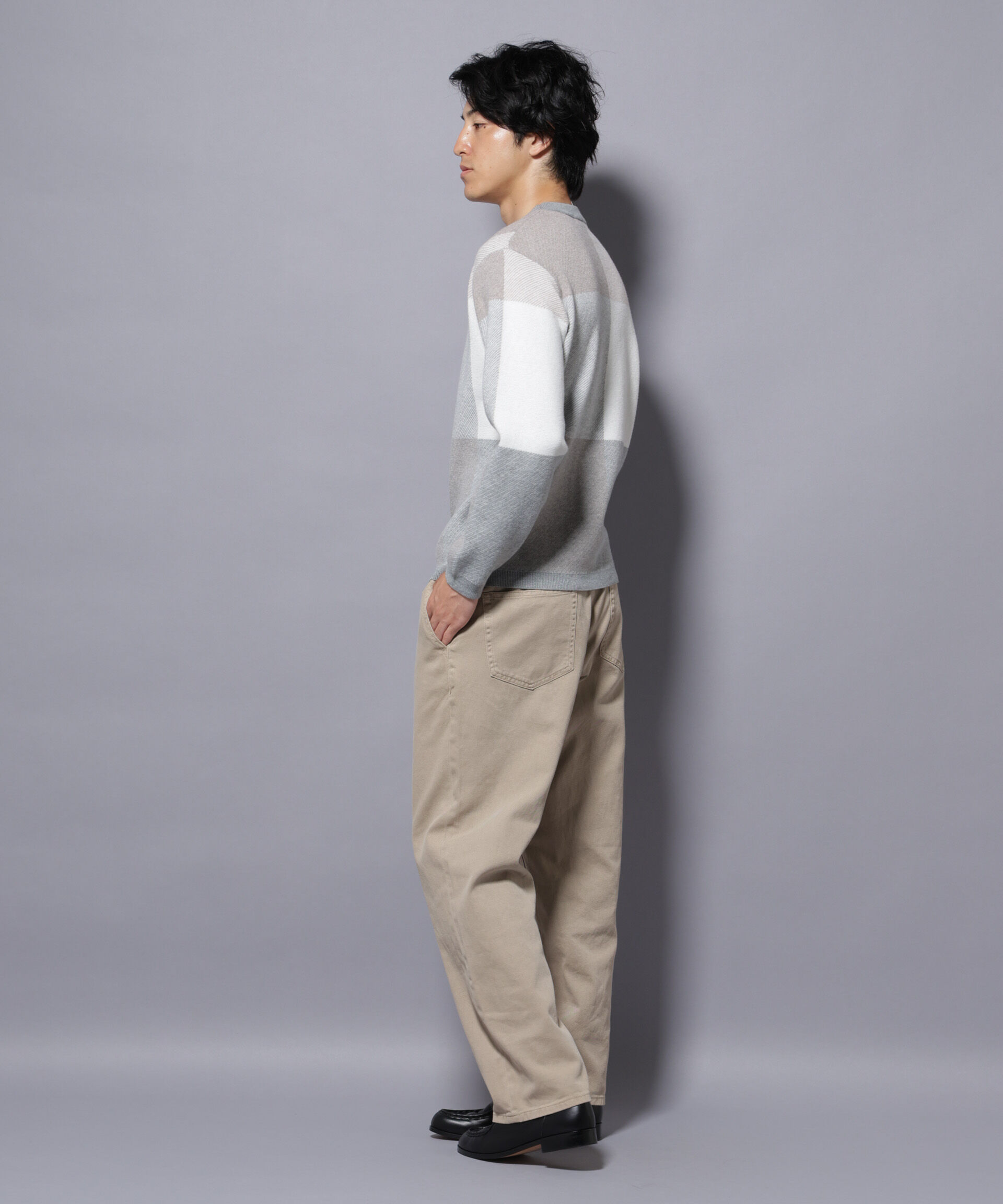 nano･universe「ブロックチェッククルーネックニット」|ニット・セーター|