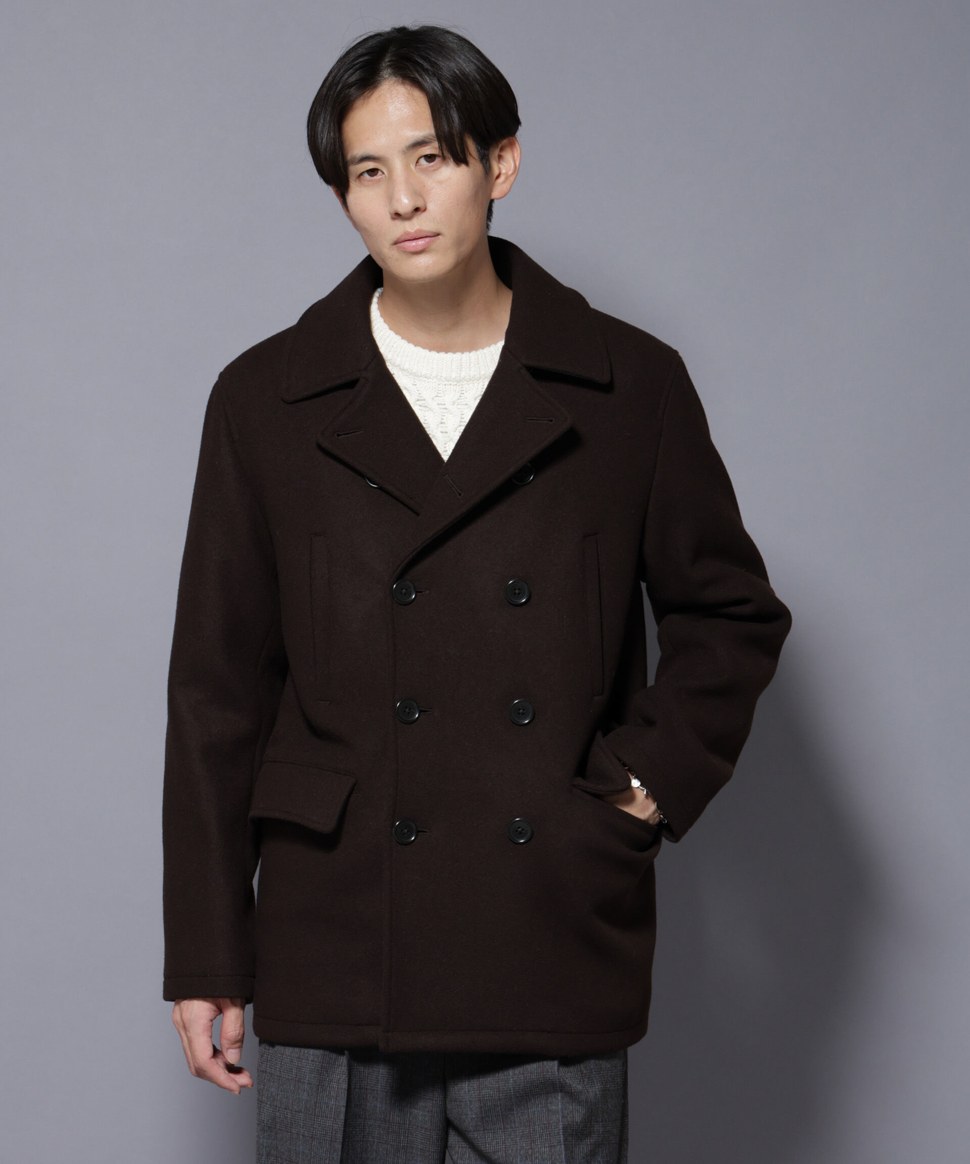 nano･universe「ウールカシミヤメルトンPコート」|その他|ブラウン