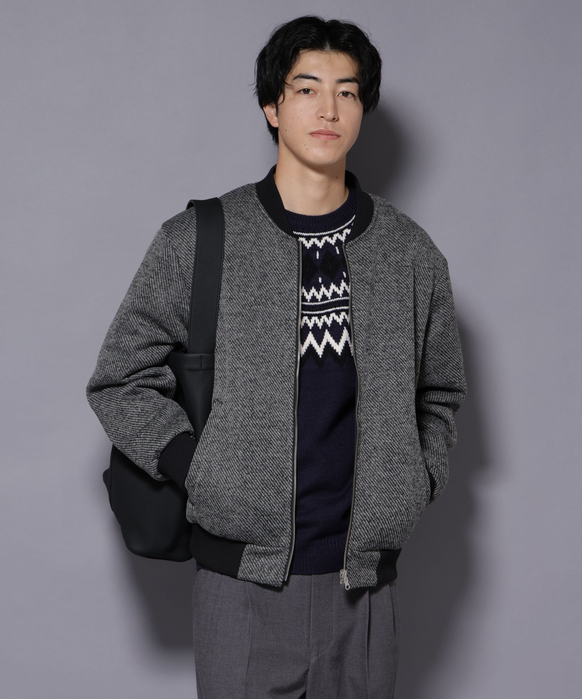 nano･universe「ニットフリースZIPブルゾン(セットアップ可)」|ブルゾン・スタジャン|