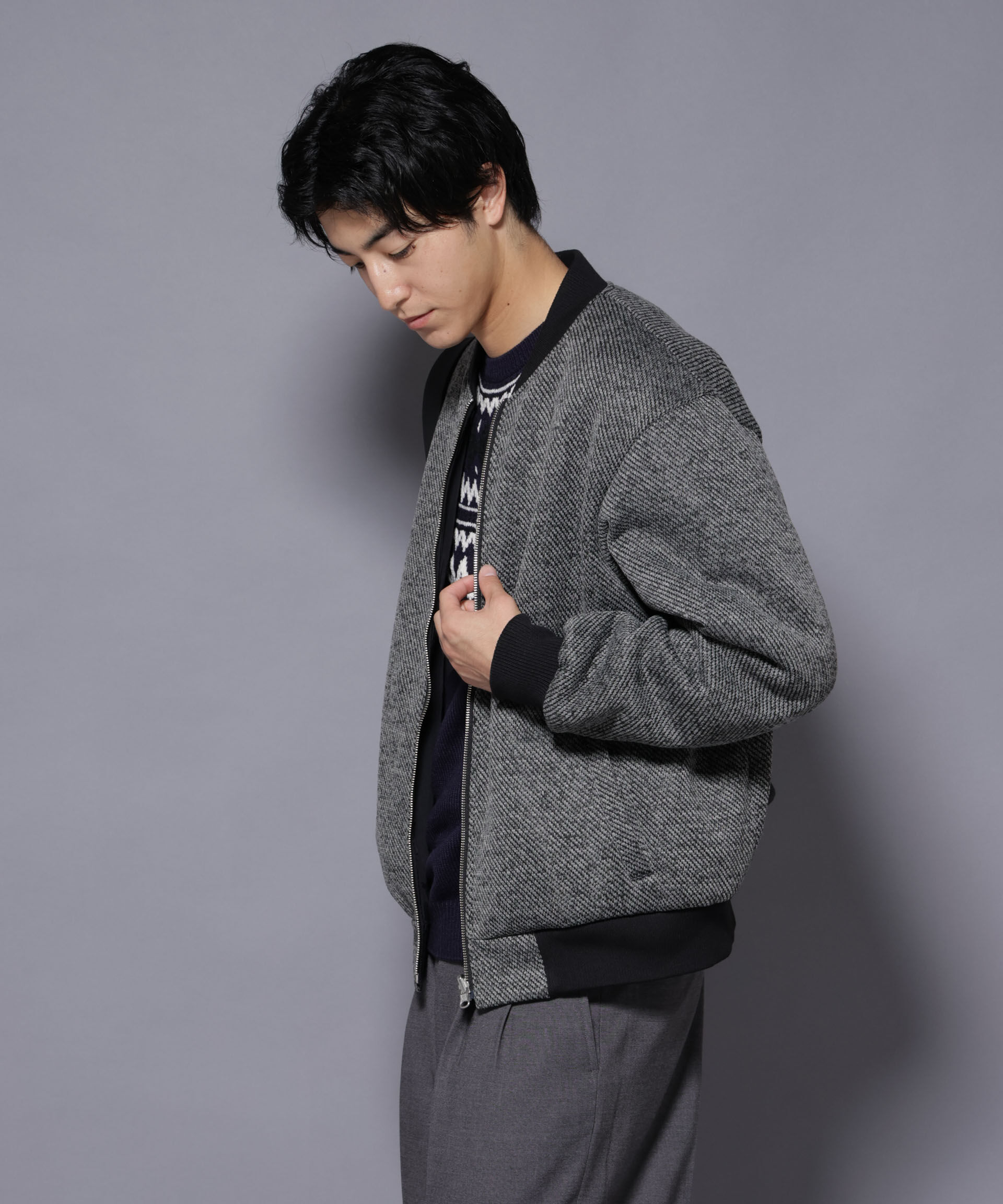 nano･universe「ニットフリースZIPブルゾン(セットアップ可)」|ブルゾン・スタジャン|