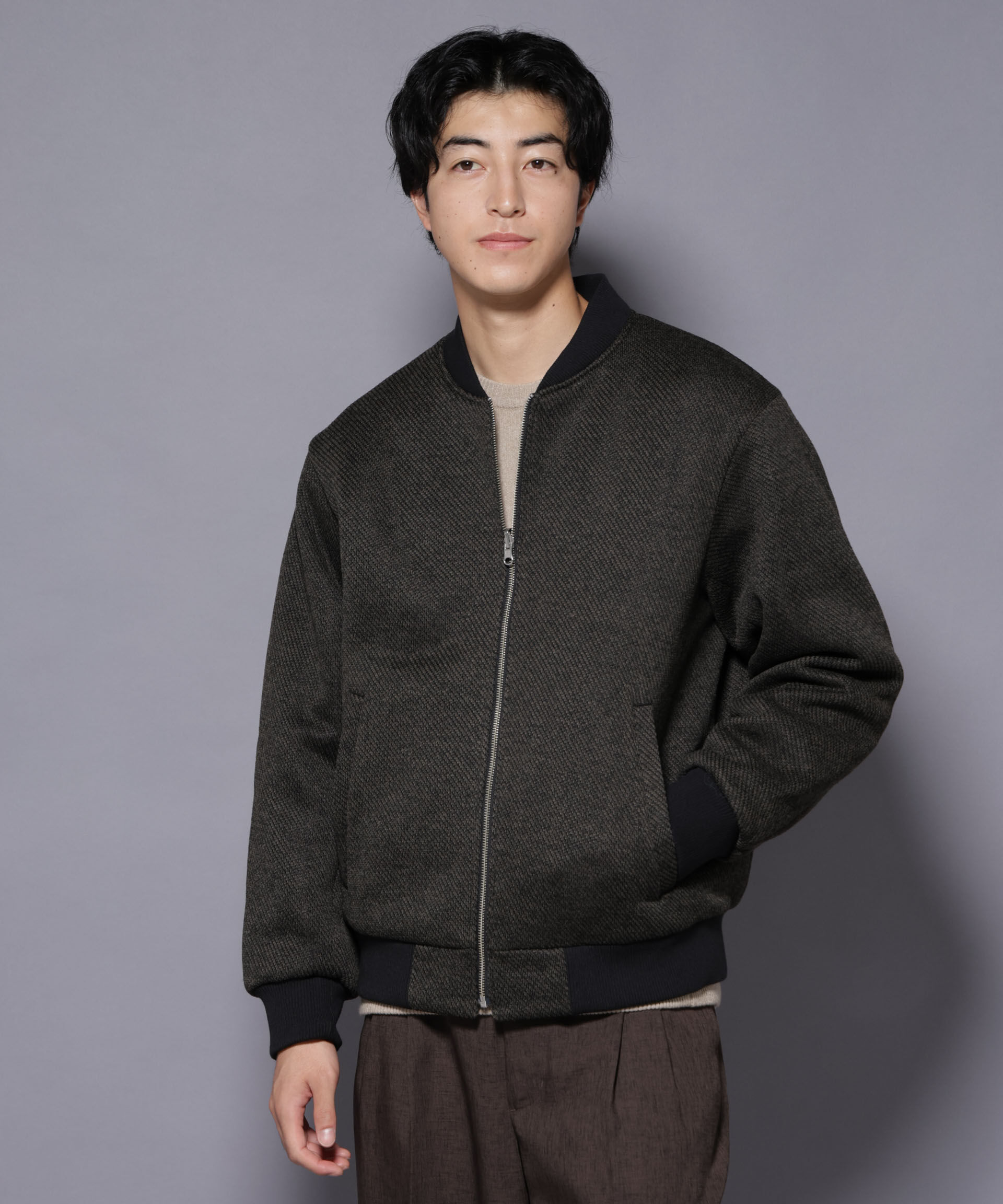 nano･universe「ニットフリースZIPブルゾン(セットアップ可)」|ブルゾン・スタジャン|