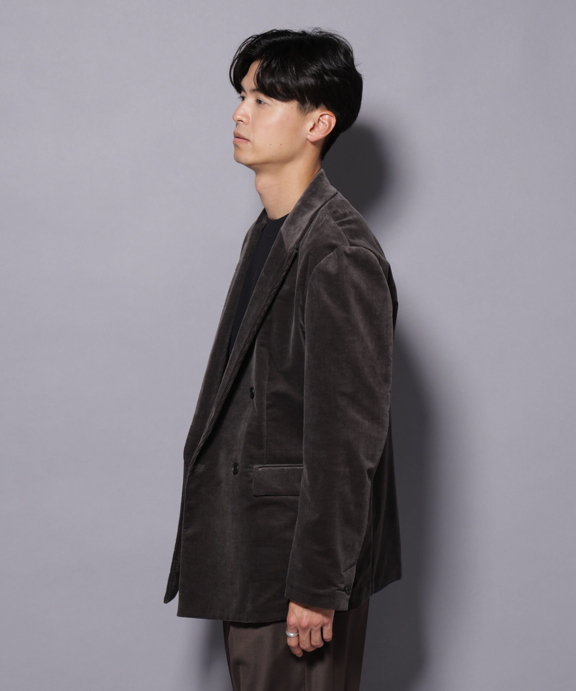 nano･universe「AIRコーデュロイ ダブルブレストジャケット/STRETCH（セットアップ可）」|テーラードジャケット|
