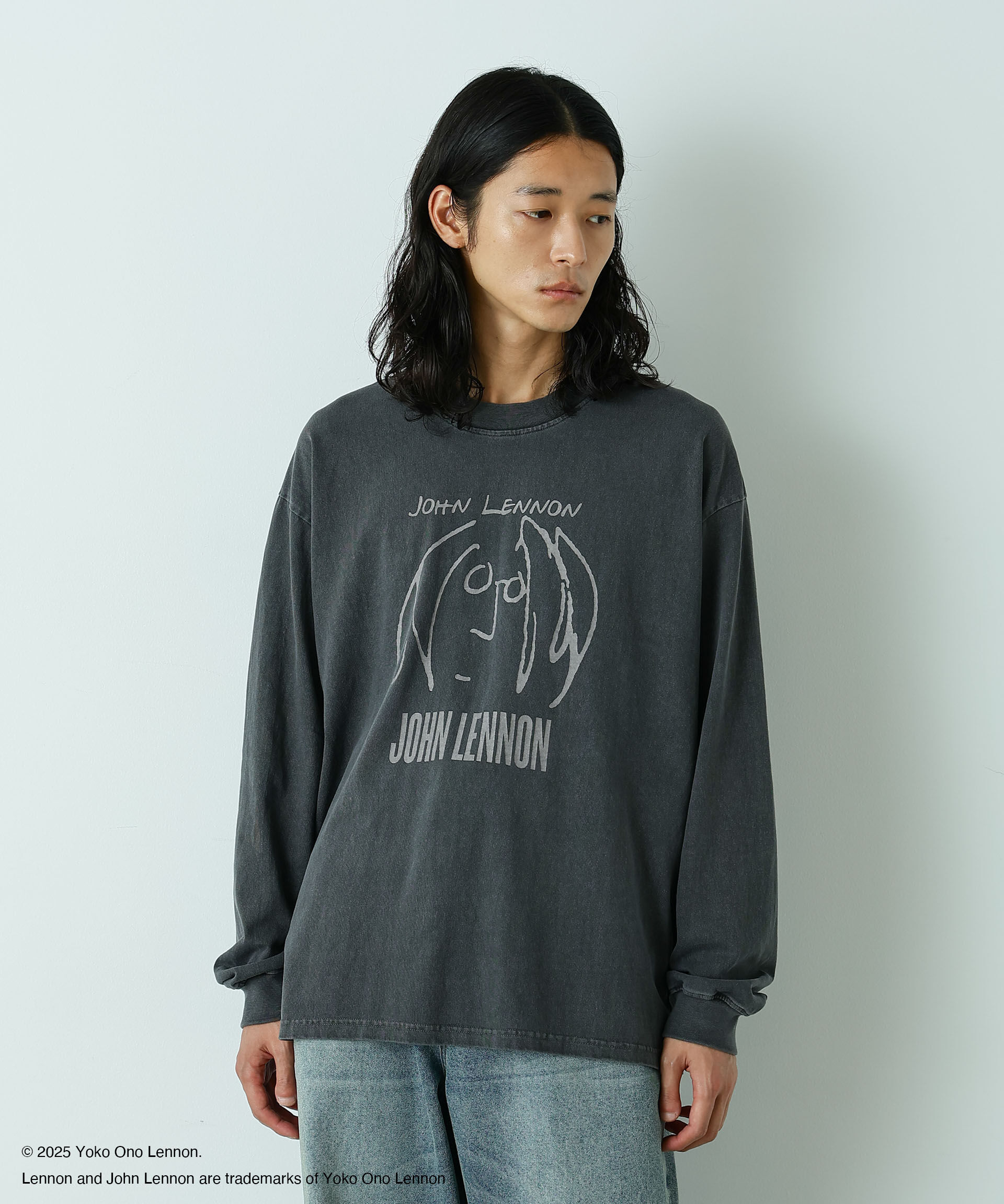 nano･universe「「HOTEL PALACE」John Lennon ピグメントL/S TEE」|Tシャツ・カットソー|チャコール3